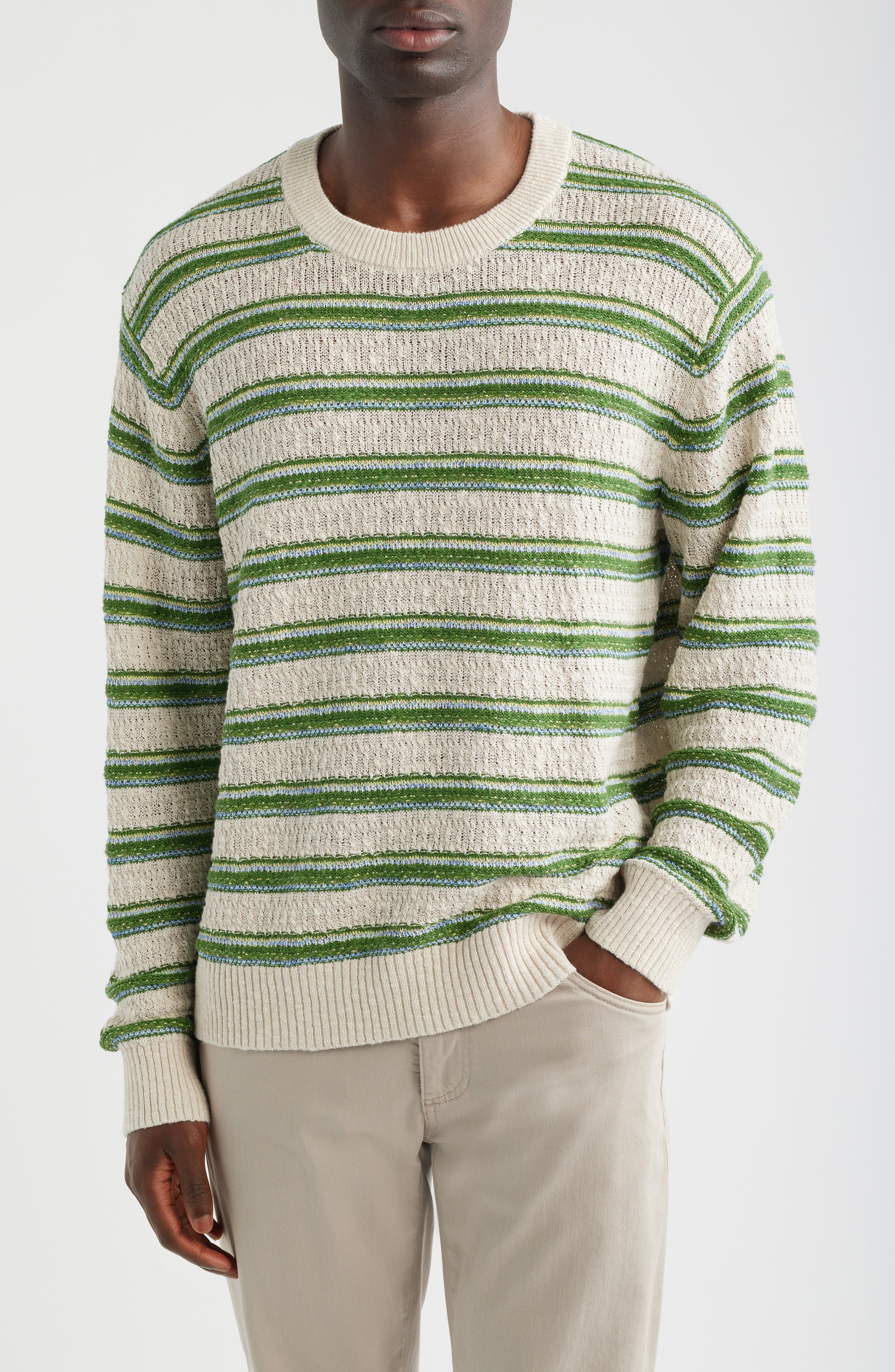 Stripe Cotton, Linen & Silk Sweater - image 1