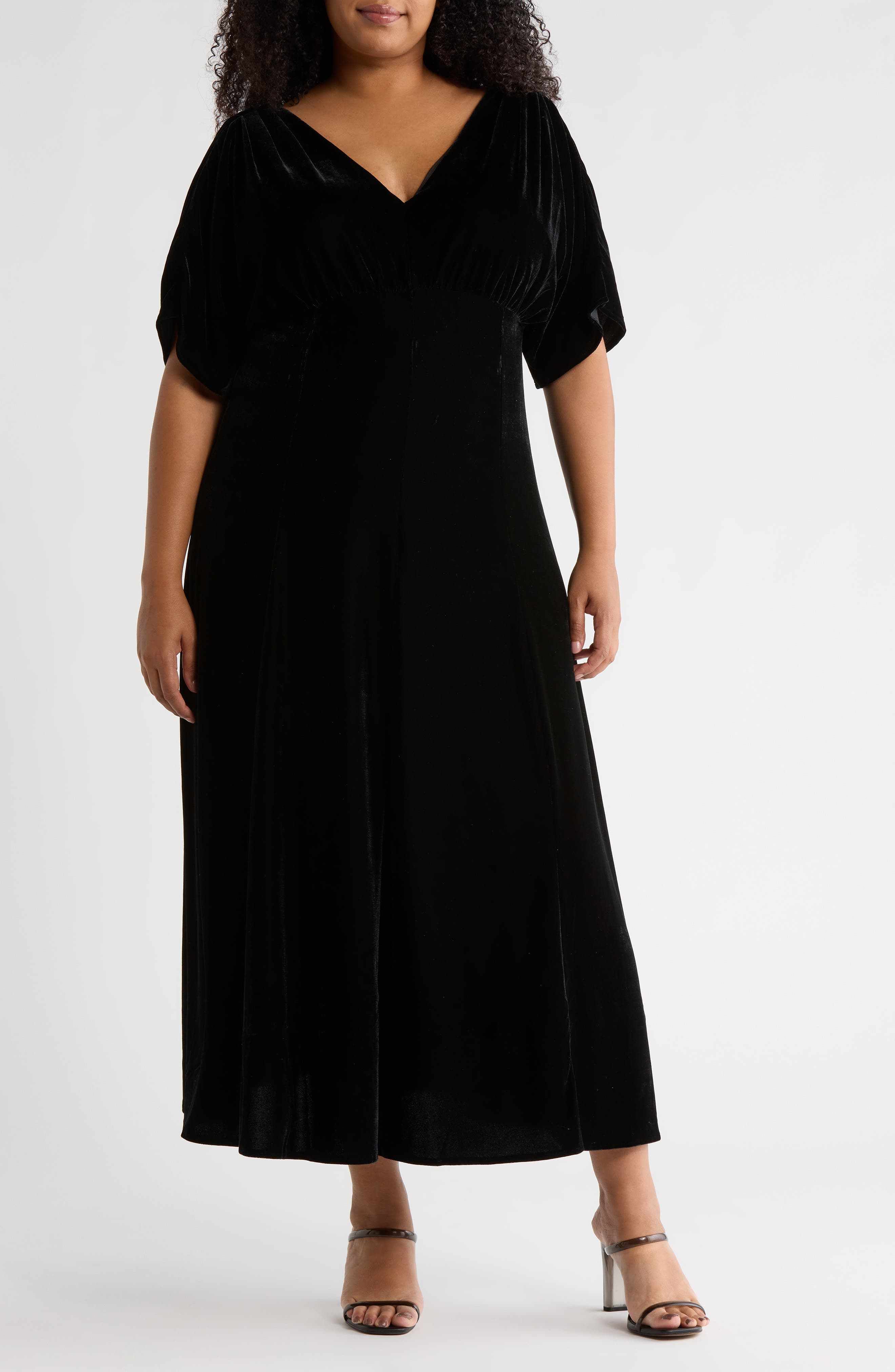Velvet V-Neck Maxi Dress - image 1