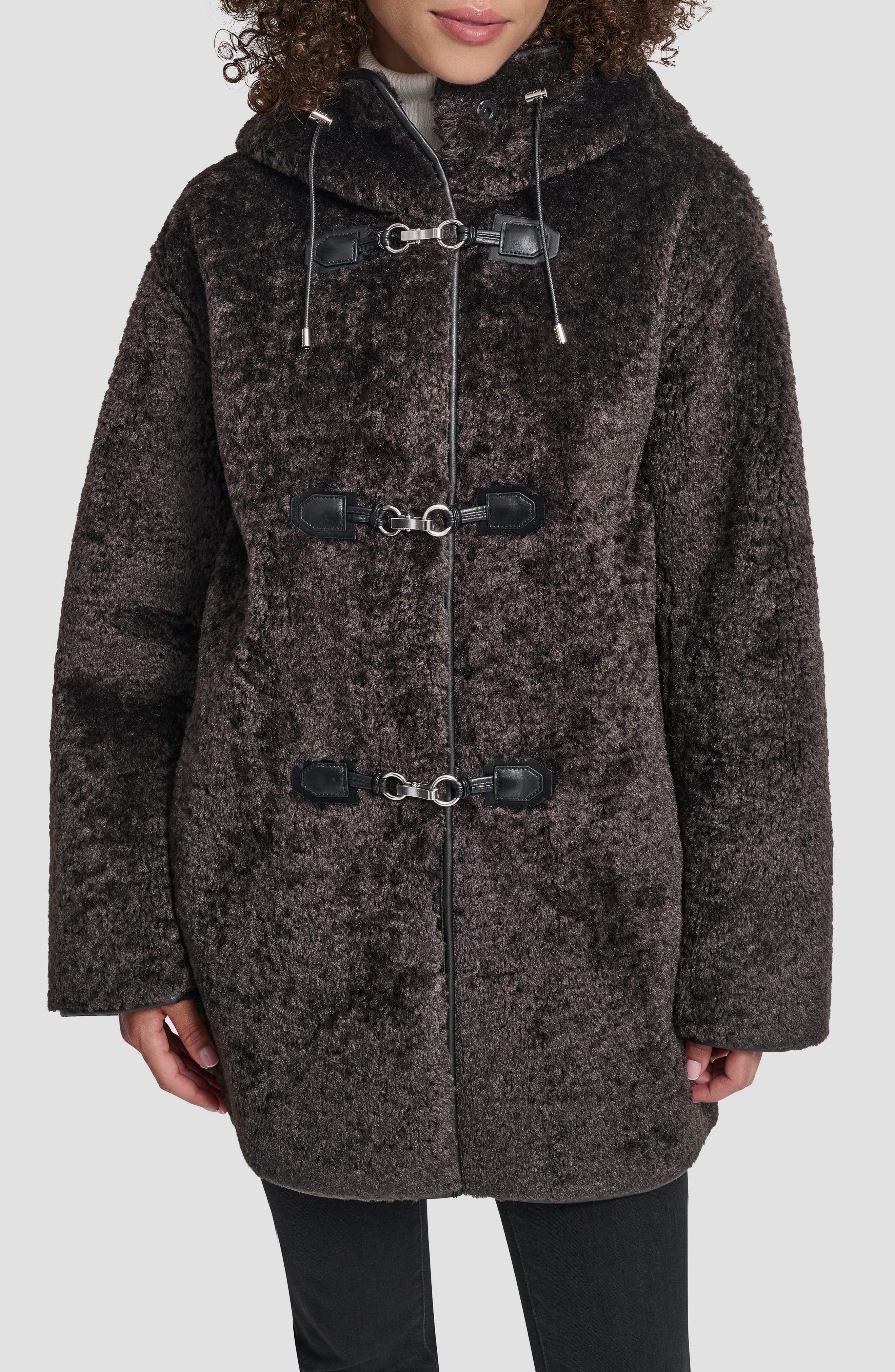 Faux Fur Toggle Hooded Jacket - image 1