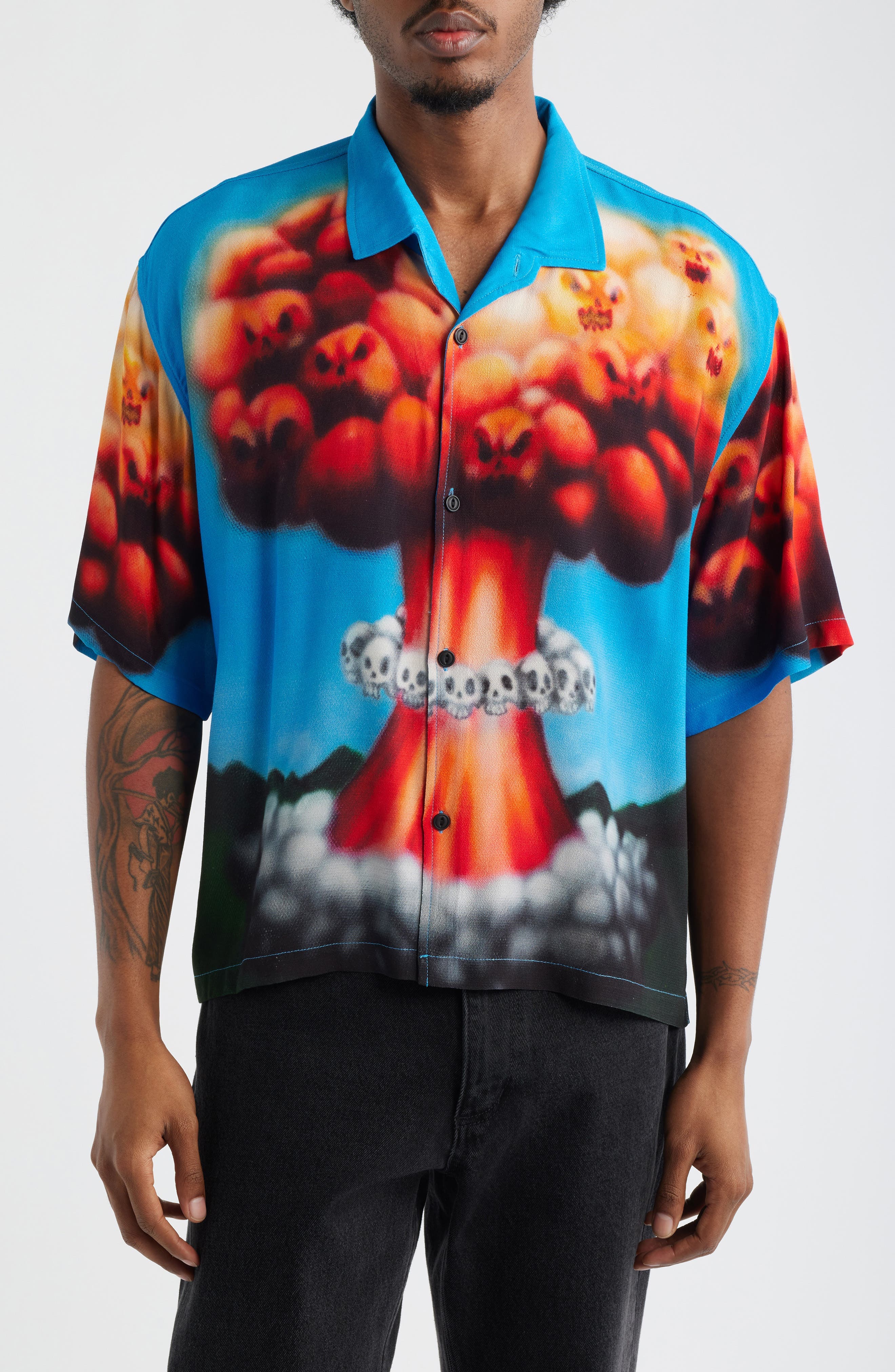 Explosion Graphic Button-Up Shirt - image 1
