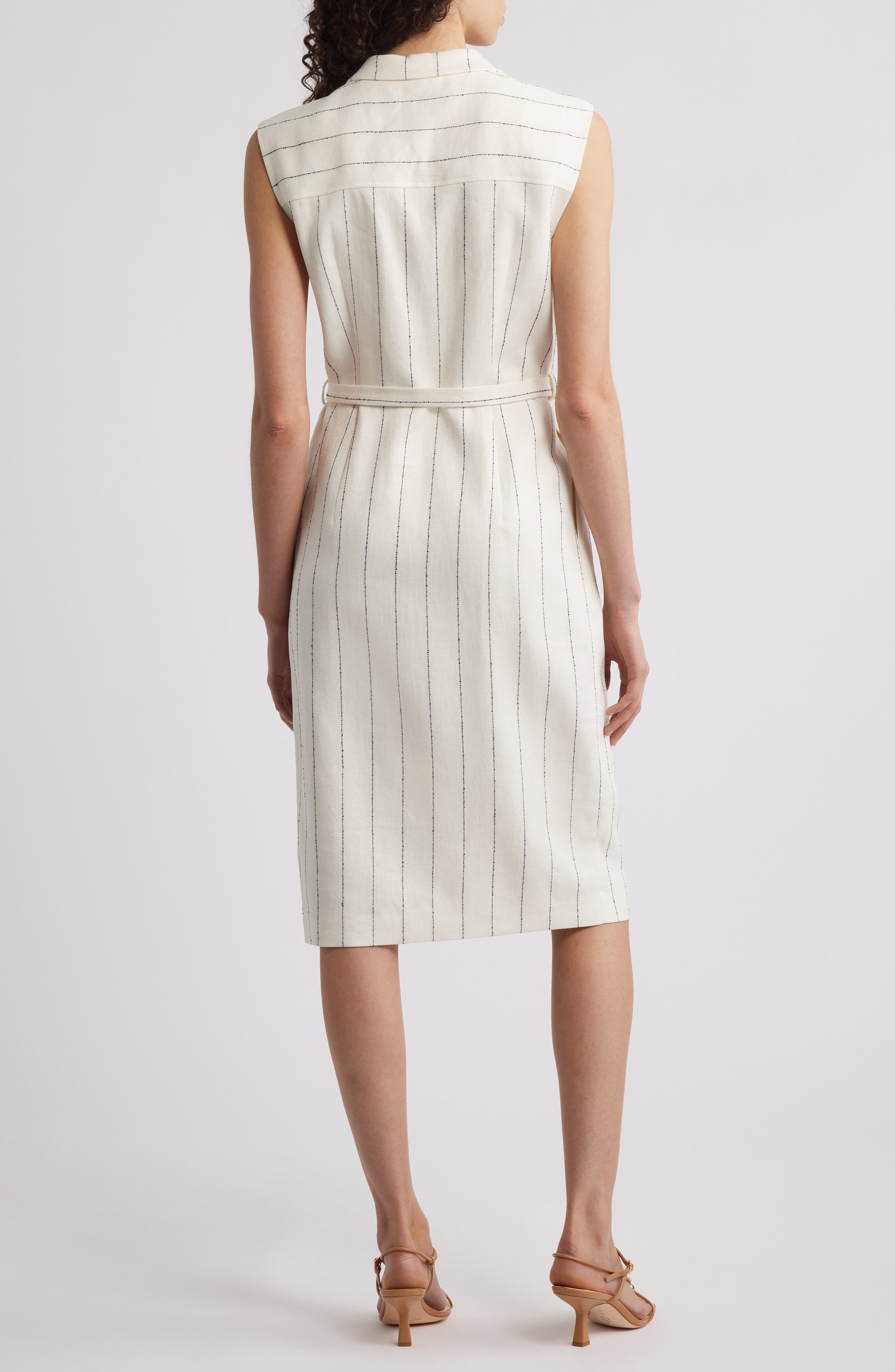 Drupe Pinstripe Linen Blend Dress - image 2