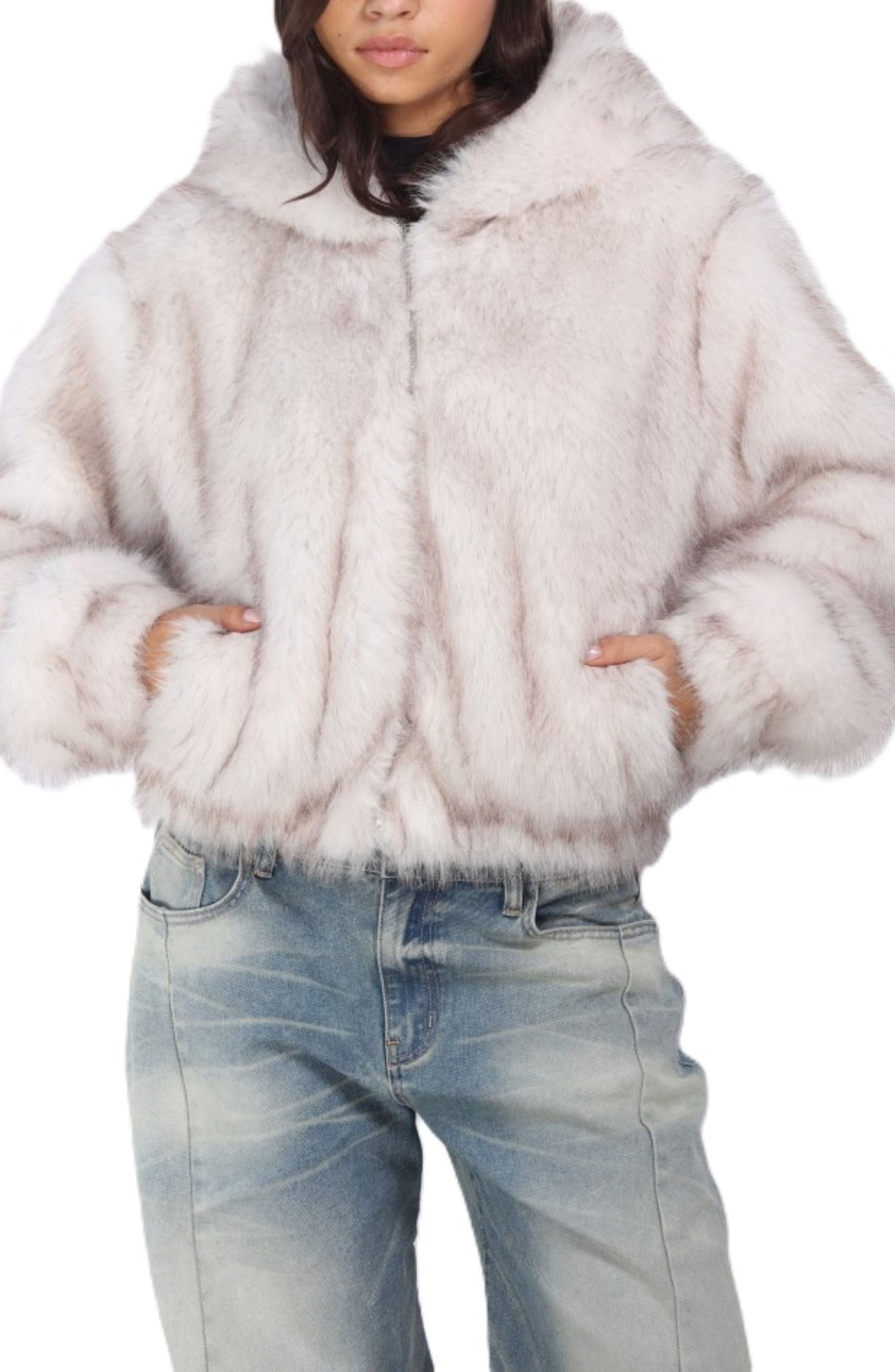 Frosted Faux Fur Hoodie - image 1