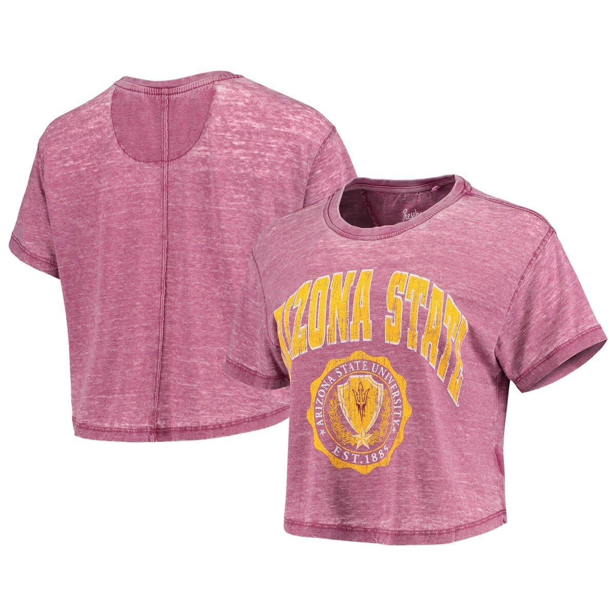 Women's Pressbox Maroon Arizona State Sun Devils Edith Vintage Burnout Crop T-Shirt - image 1
