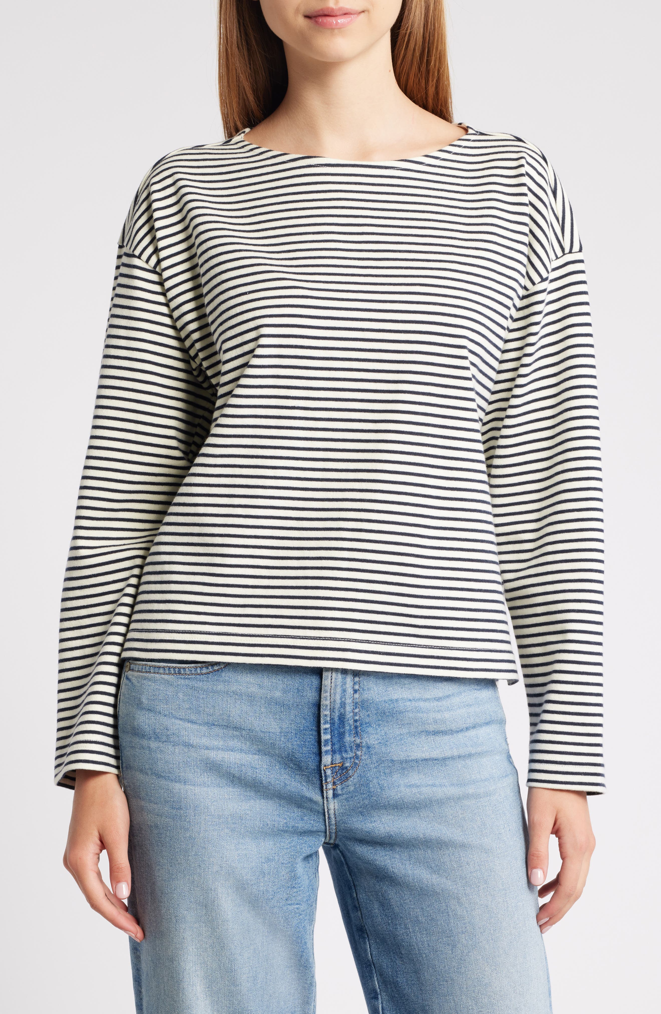 Macy Stripe Long Sleeve Cotton T-Shirt - image 1