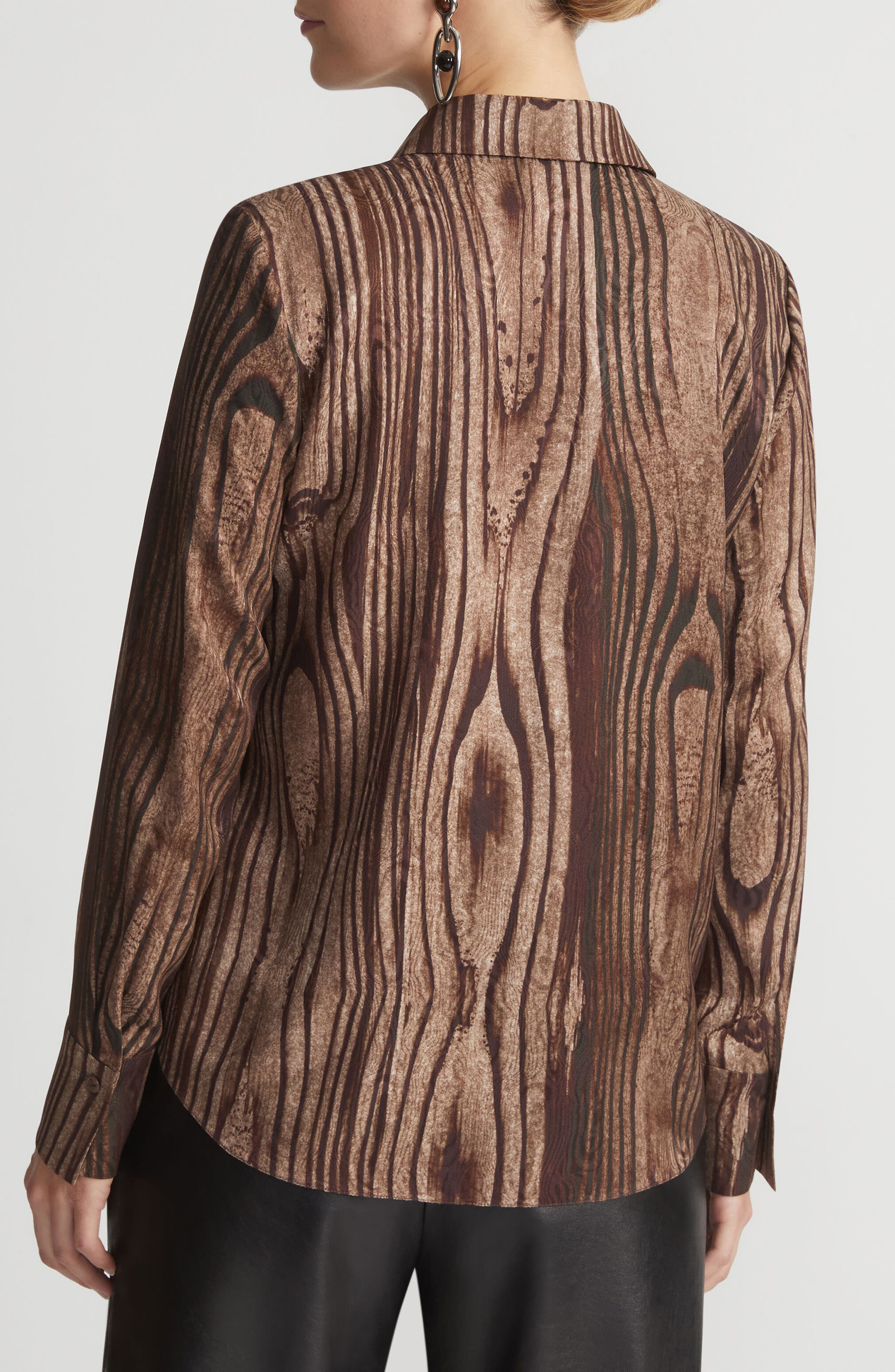 Scottie Wood Grooves Print Silk Twill Shirt - image 2