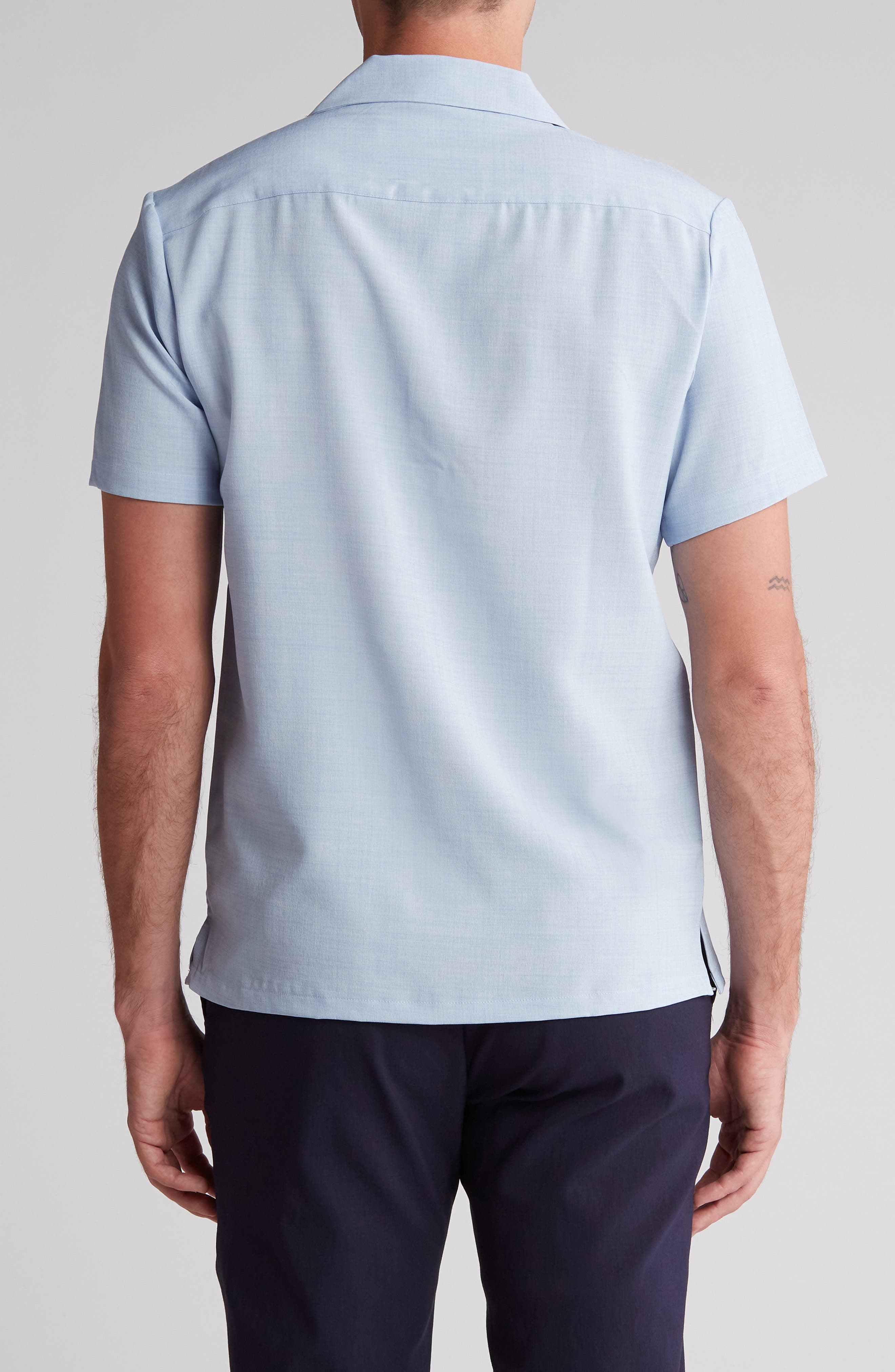 Melange Short Sleeve Button-Up Camp Shirt - image 2
