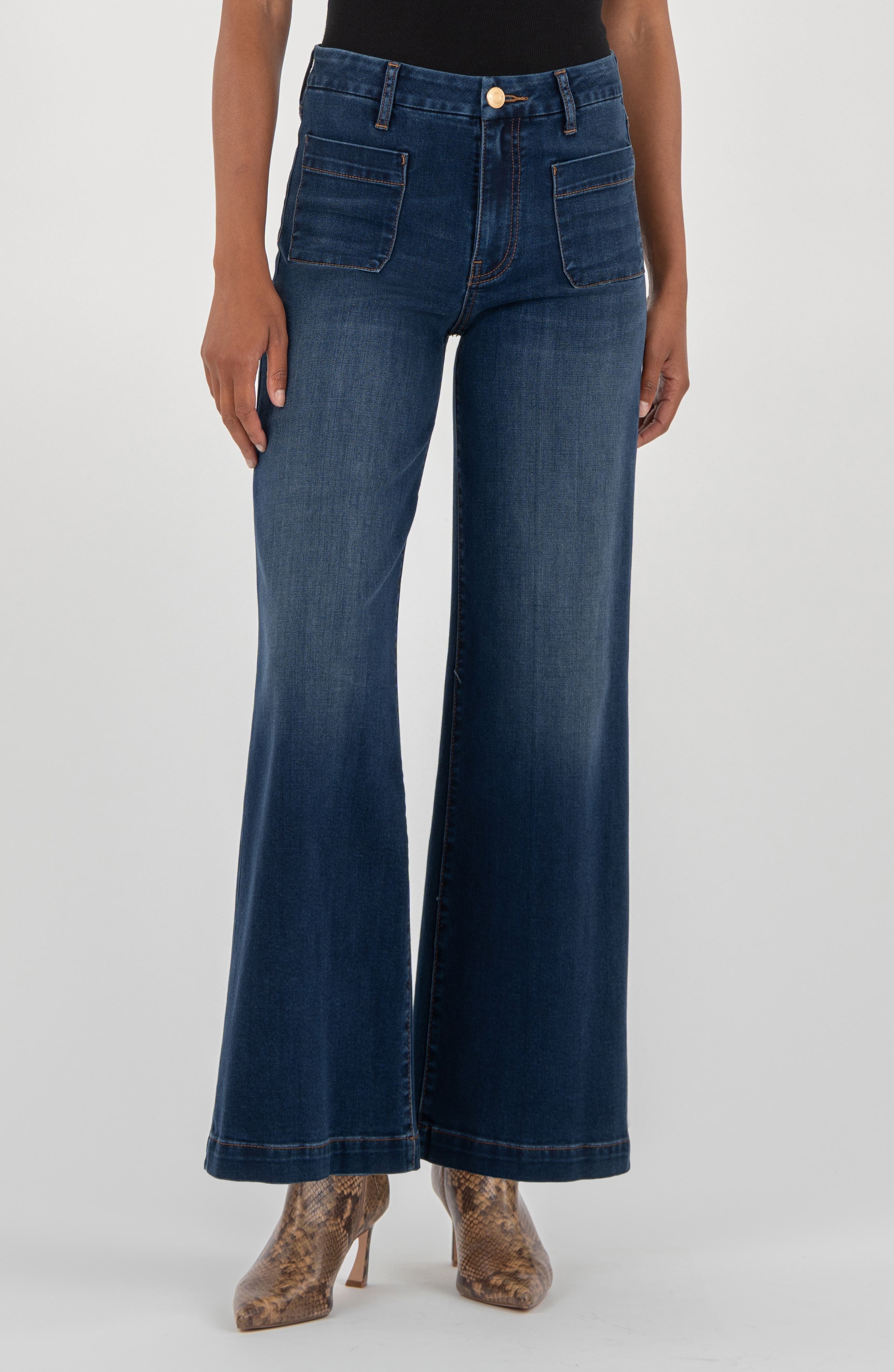 Meg Patch Pocket High Waist Wide Leg Jeans - image 1