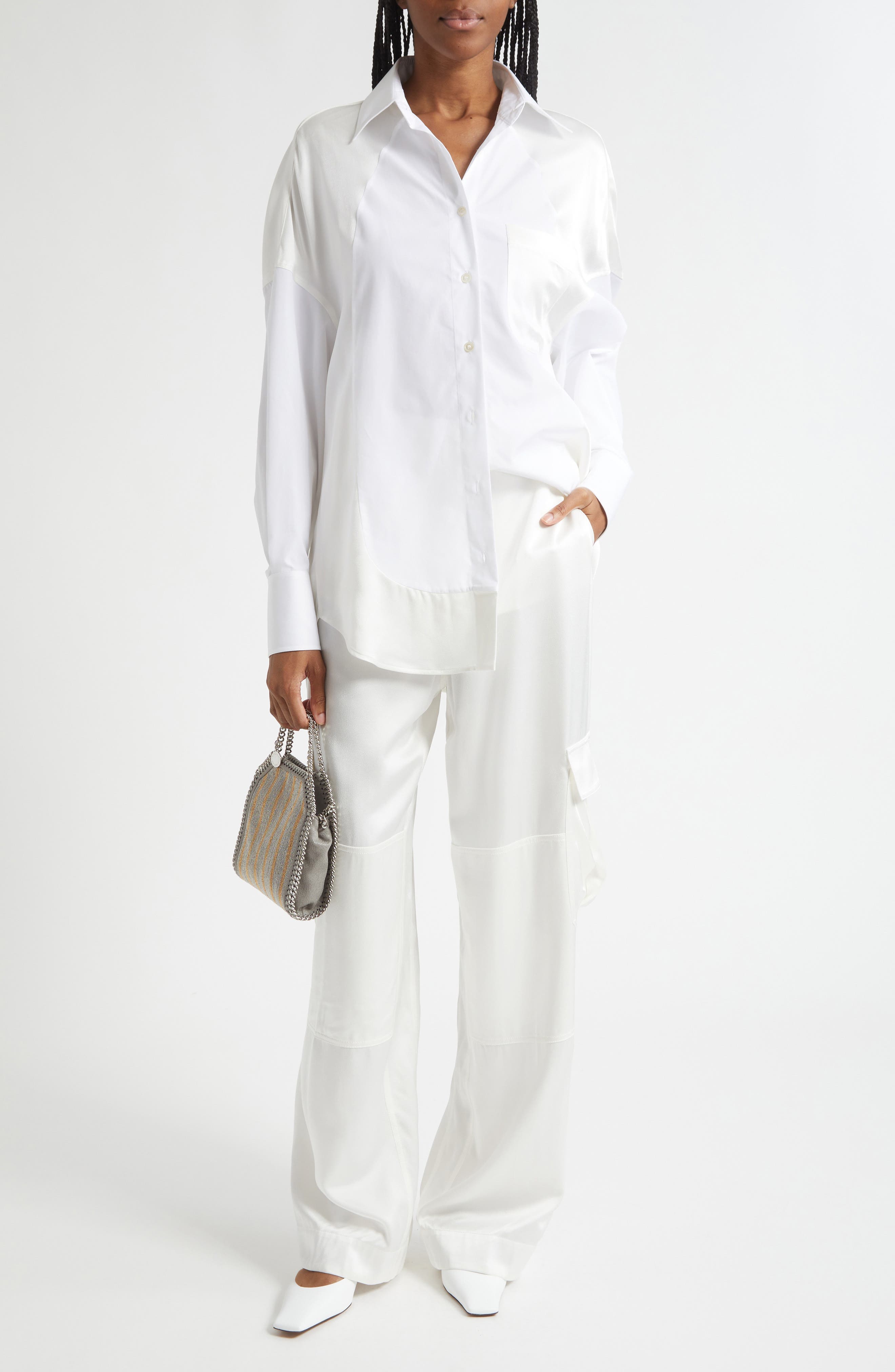 Satin Paneled Slouchy Cargo Pants - image 2