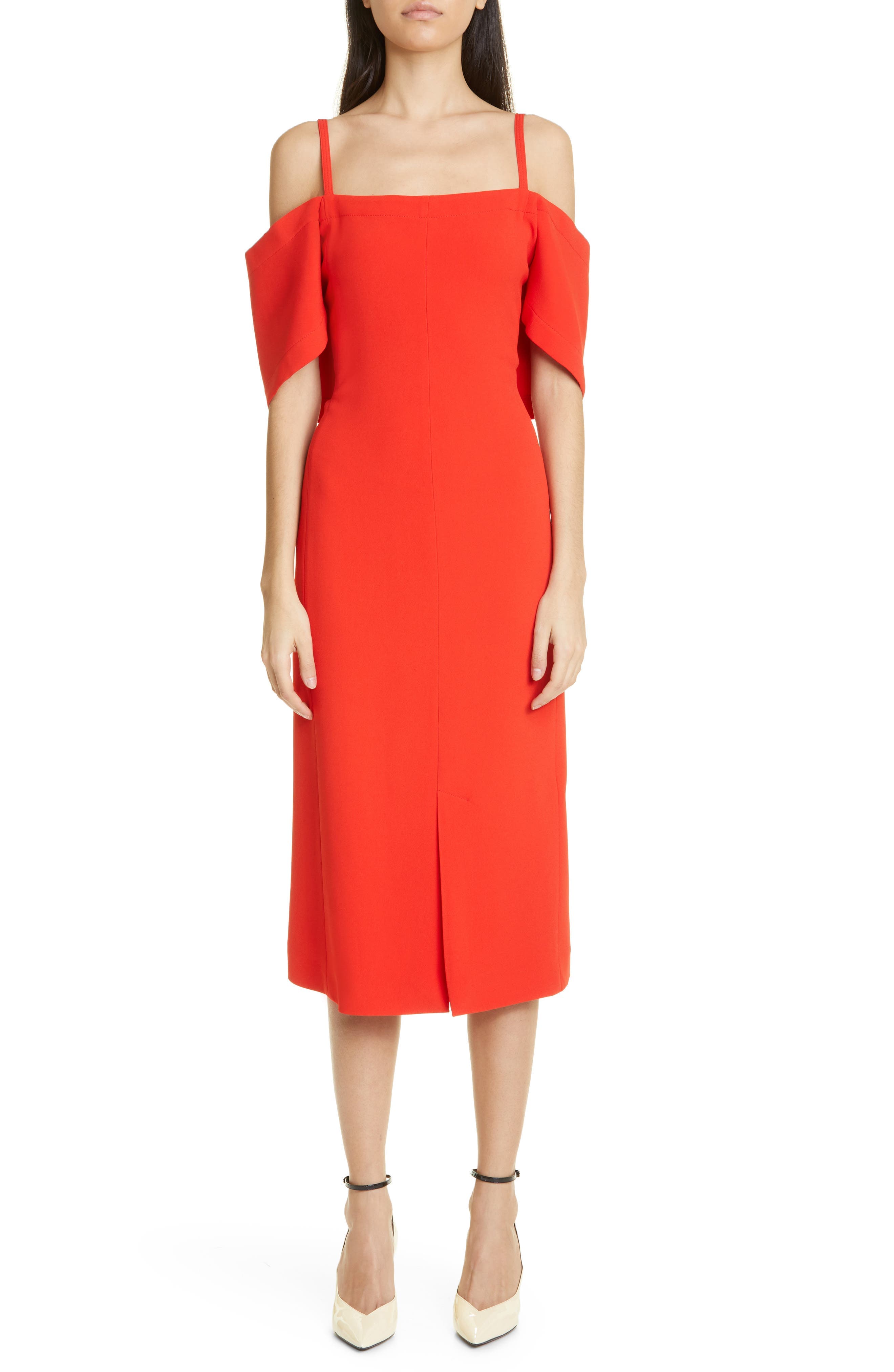 Cold Shoulder Bandeau Fluid Cady Midi Dress - image 1