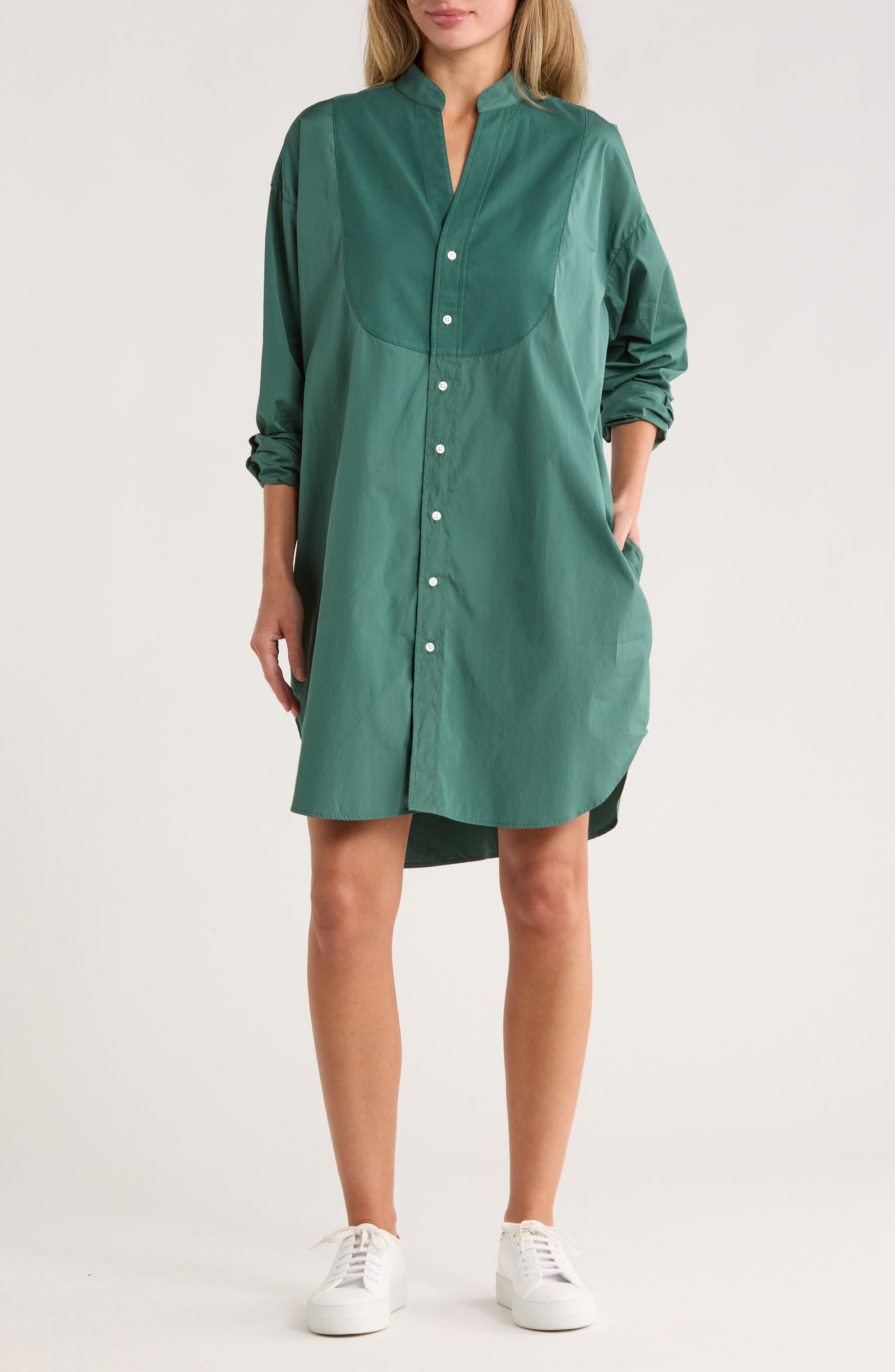 Tori Surplice Neck Button-Up Shirt Dress - image 1