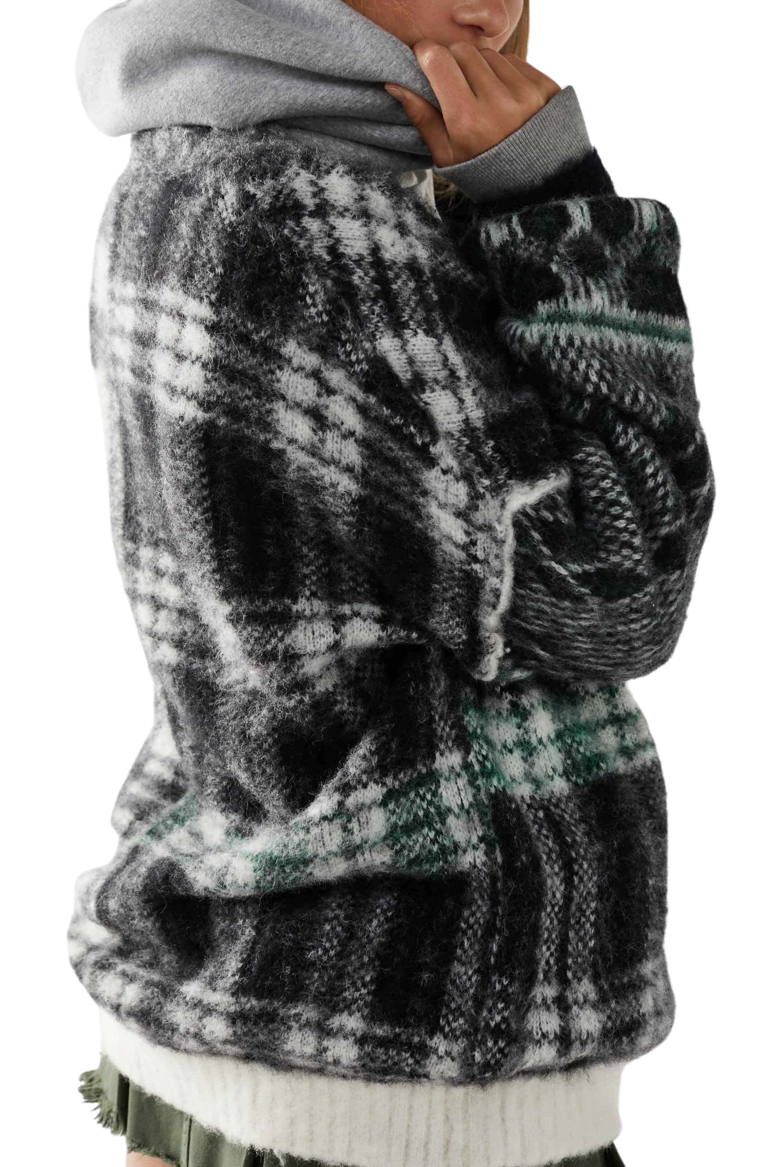 Sepia Plaid Jacquard Oversize Cardigan - image 2