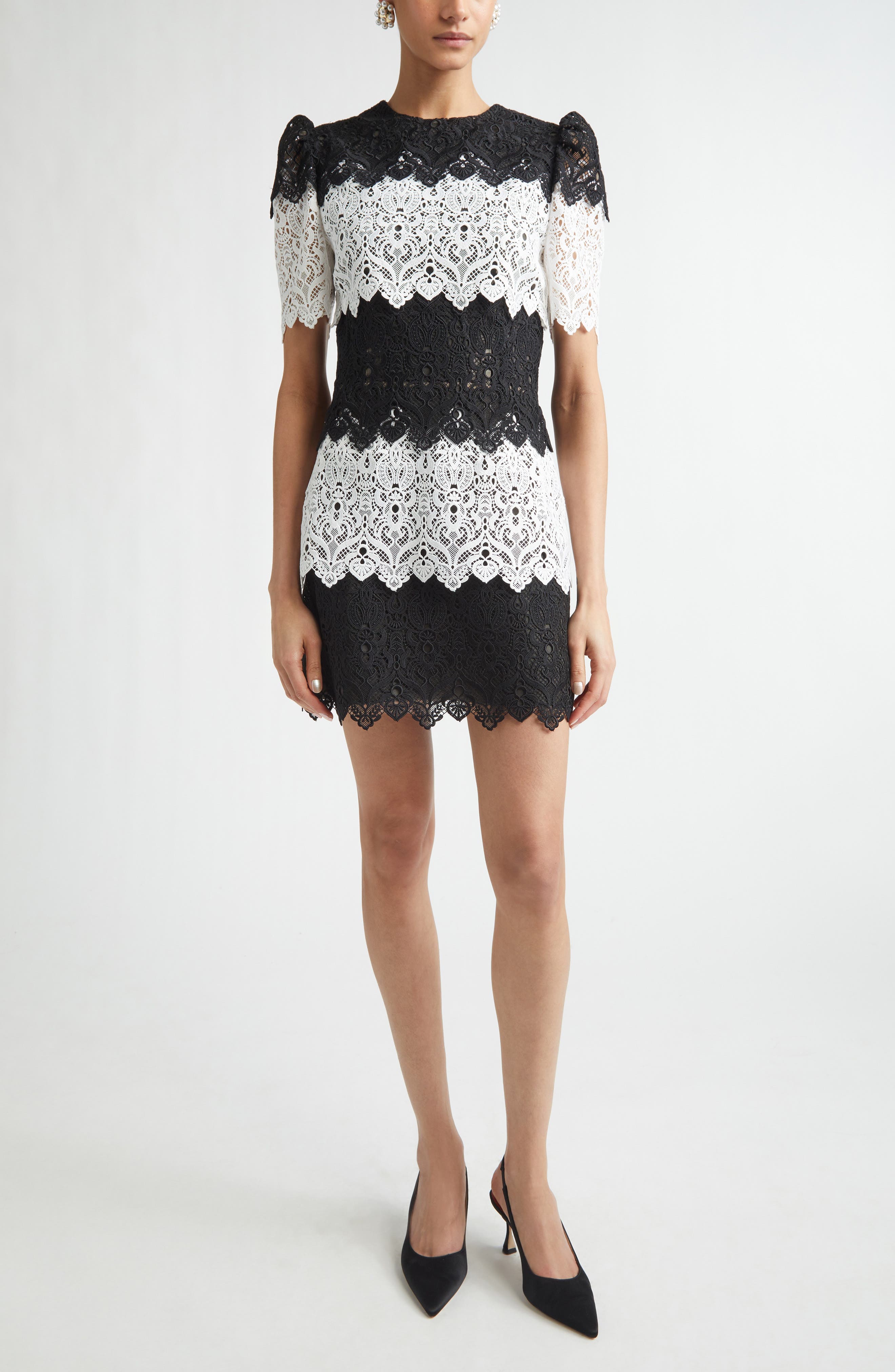 Colorblock Lace Minidress - image 1