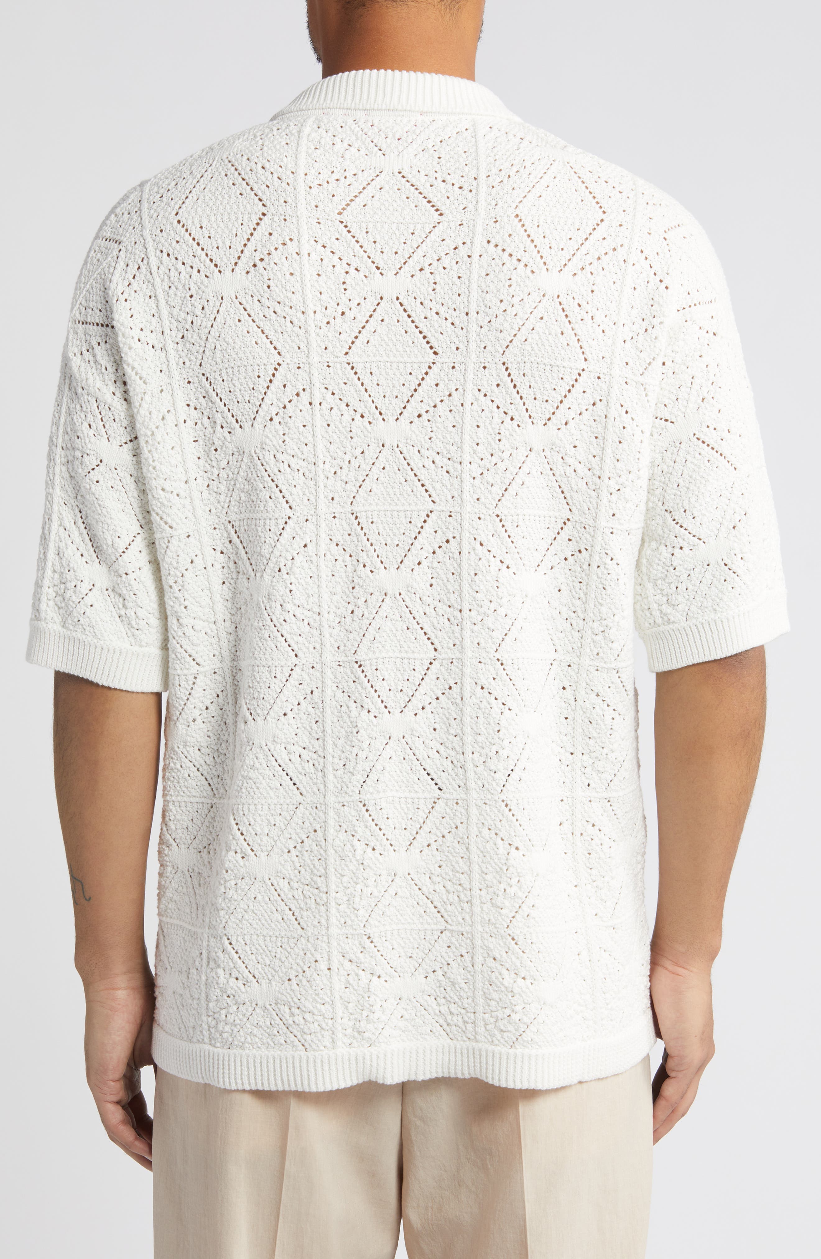 Sammp Short Sleeve Knit Button-Up Shirt - image 2