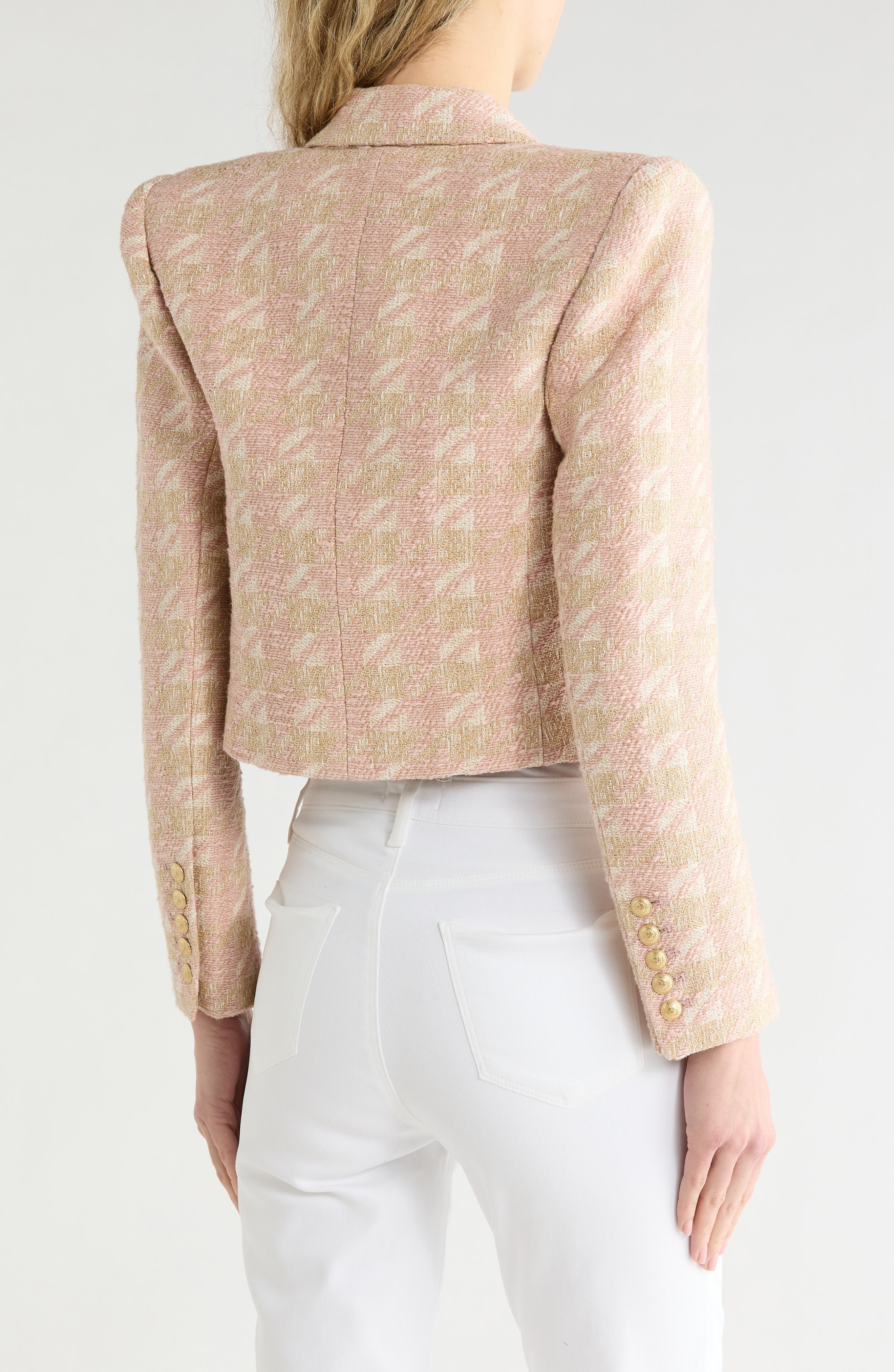 Lila Houndstooth Boxy Crop Blazer - image 2