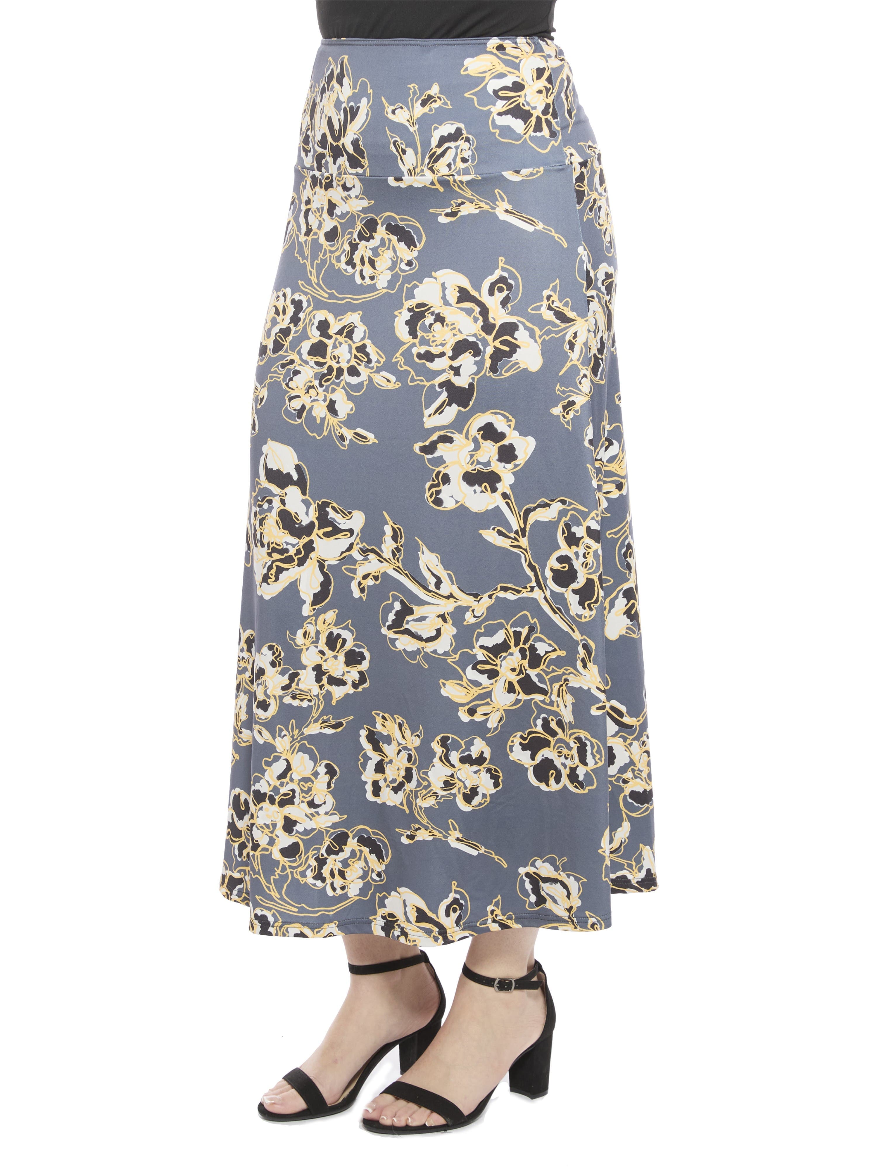 Womens Floral Elastic Waist A-Line Maxi Skirt - image 2