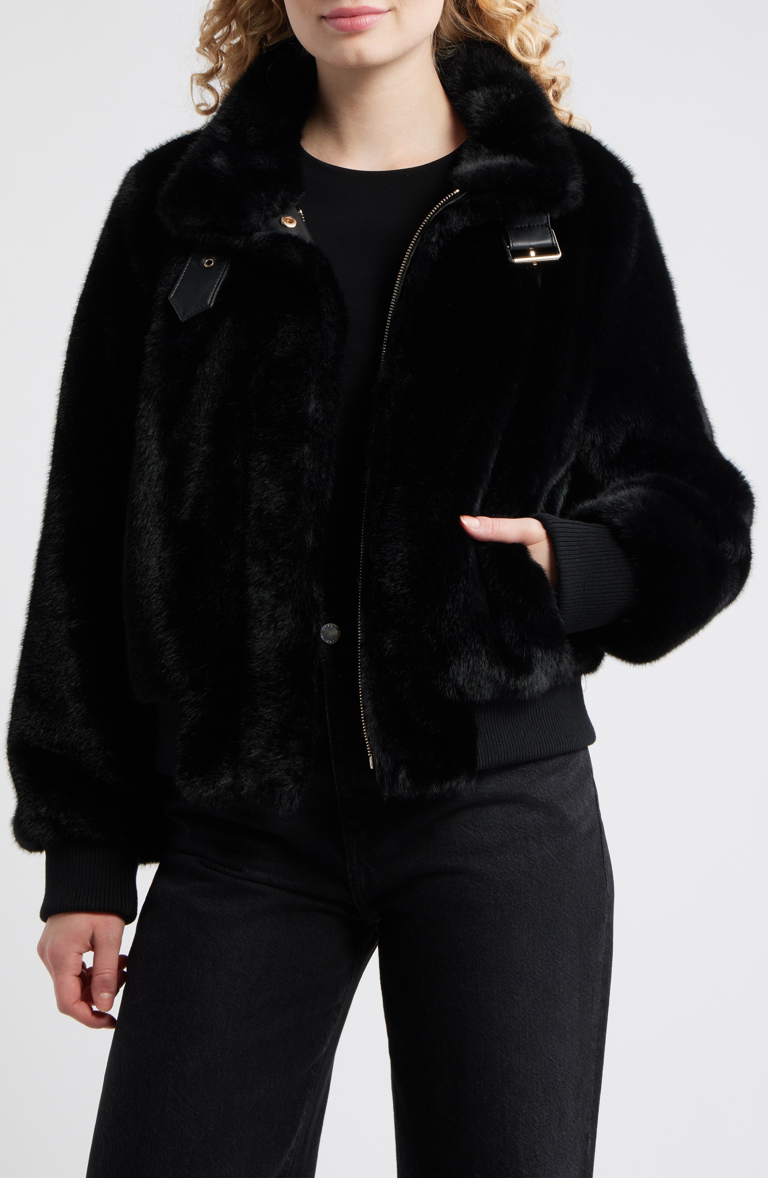 Faux Mink Bomber Jacket - image 1