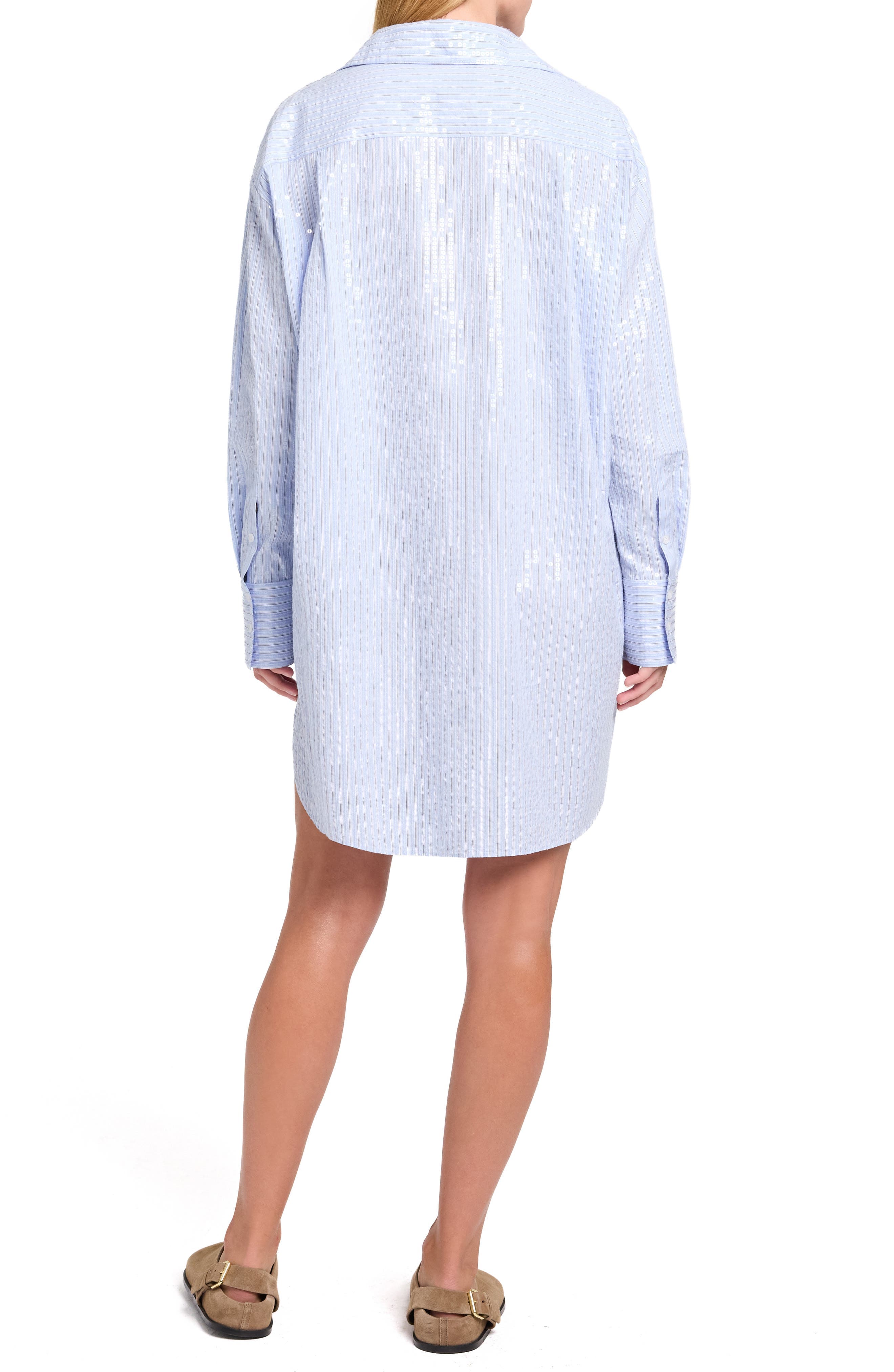 Big Joe Oversize Sequin Cotton Shirtdress - image 2