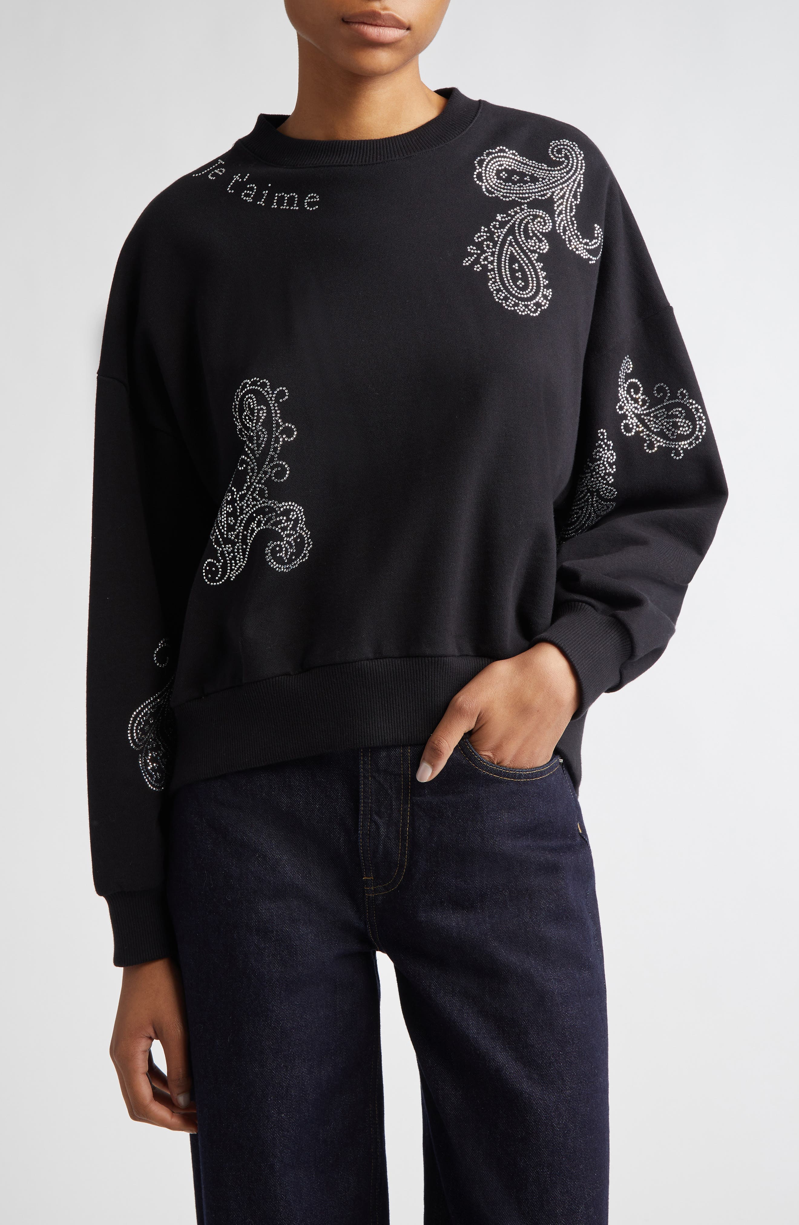 Paisley Embellished Graphic Sweatshirt - image 1