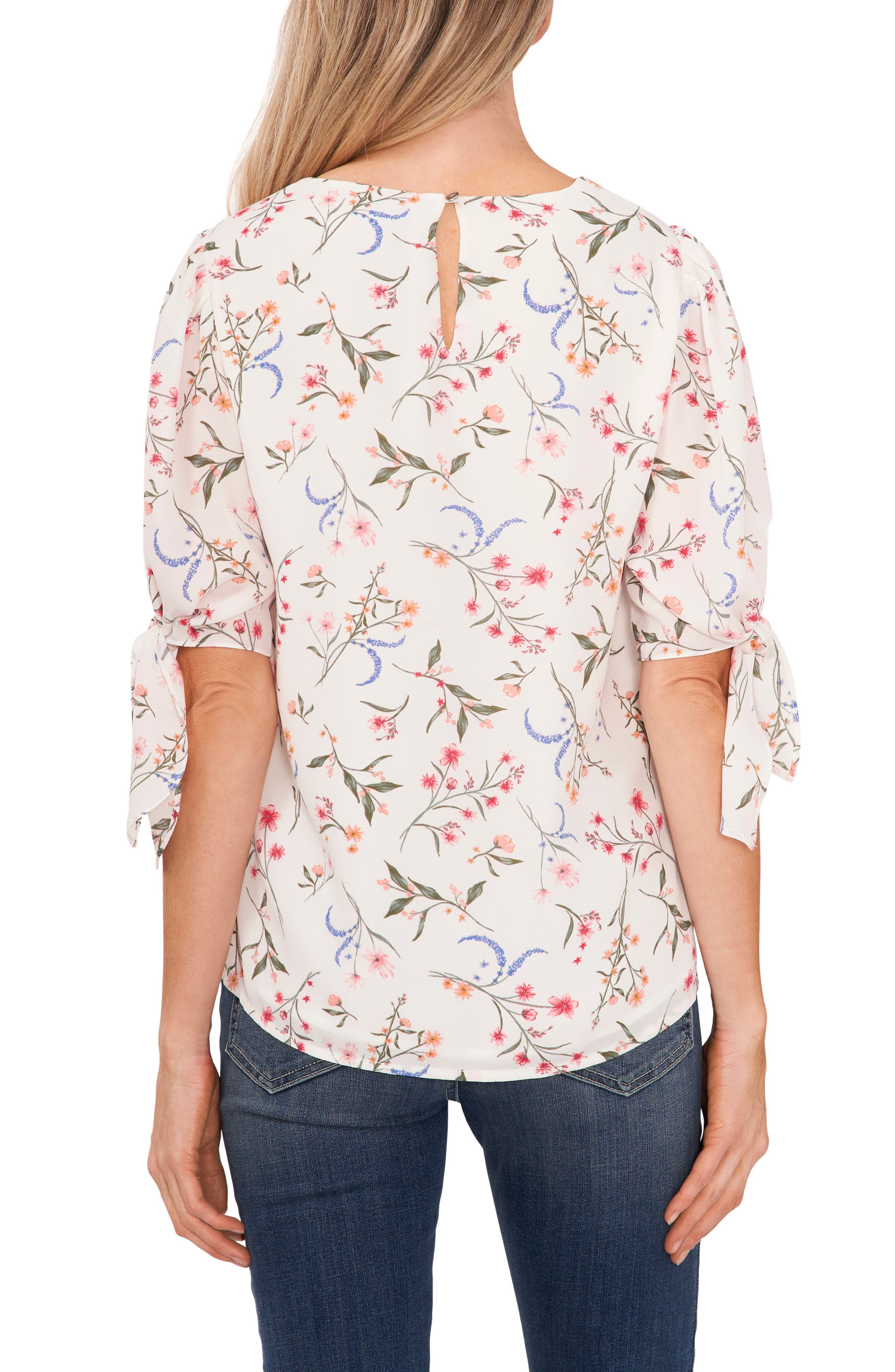 Floral Tie Sleeve Blouse - image 2