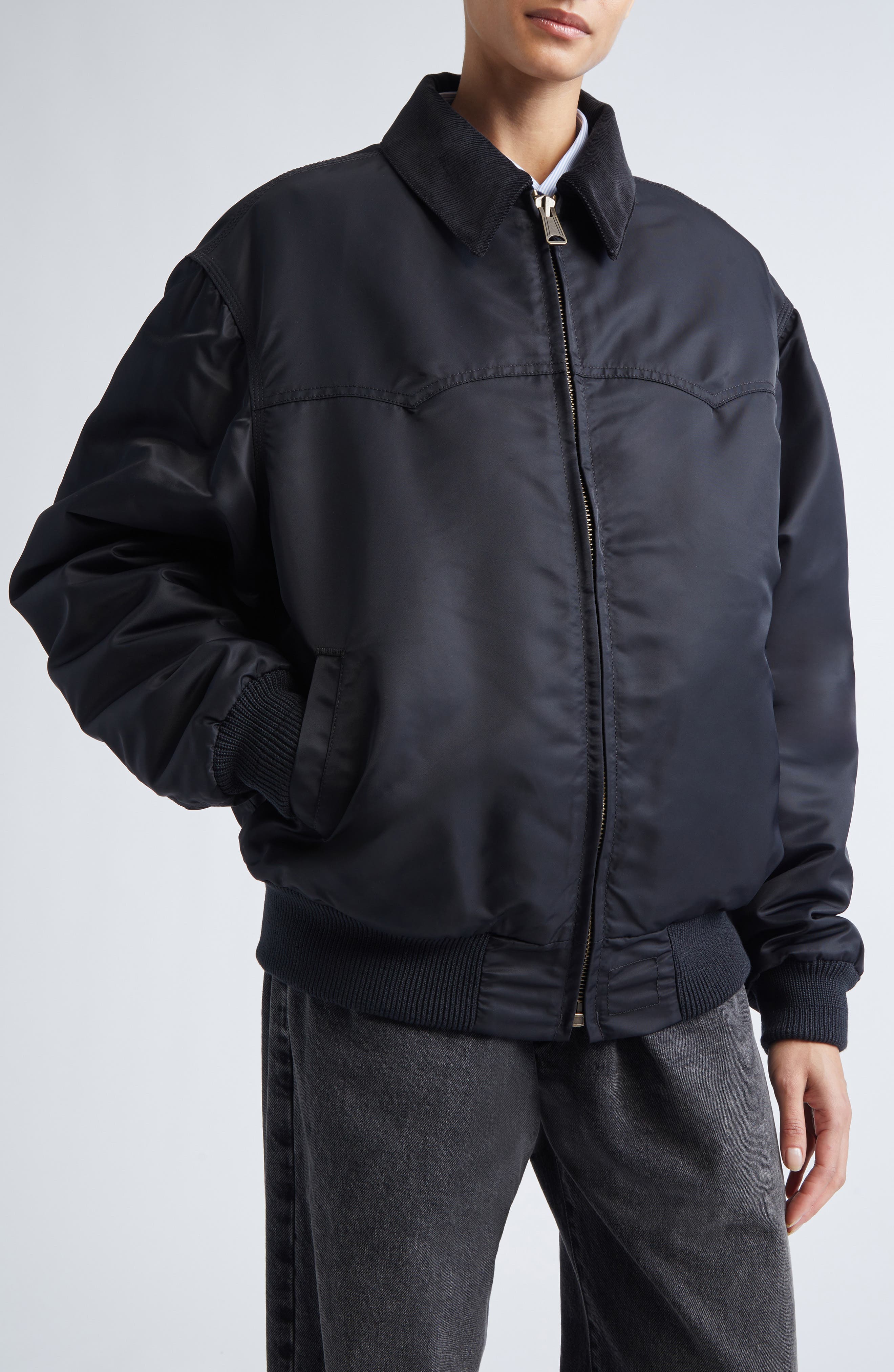 Corduroy Collar Western Bomber Jacket