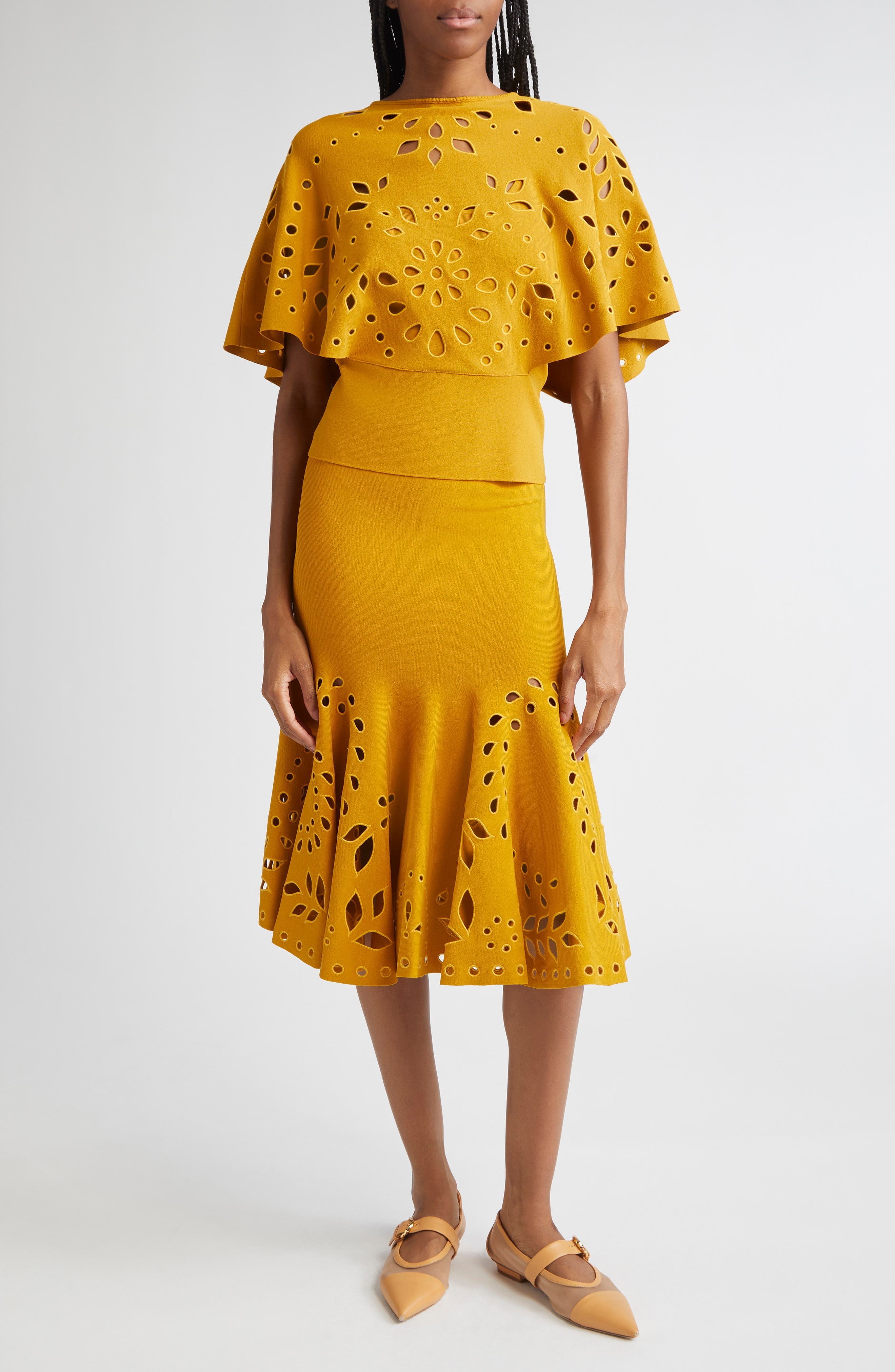 Josie Eyelet Detail Cape Sleeve Knit Top - image 2