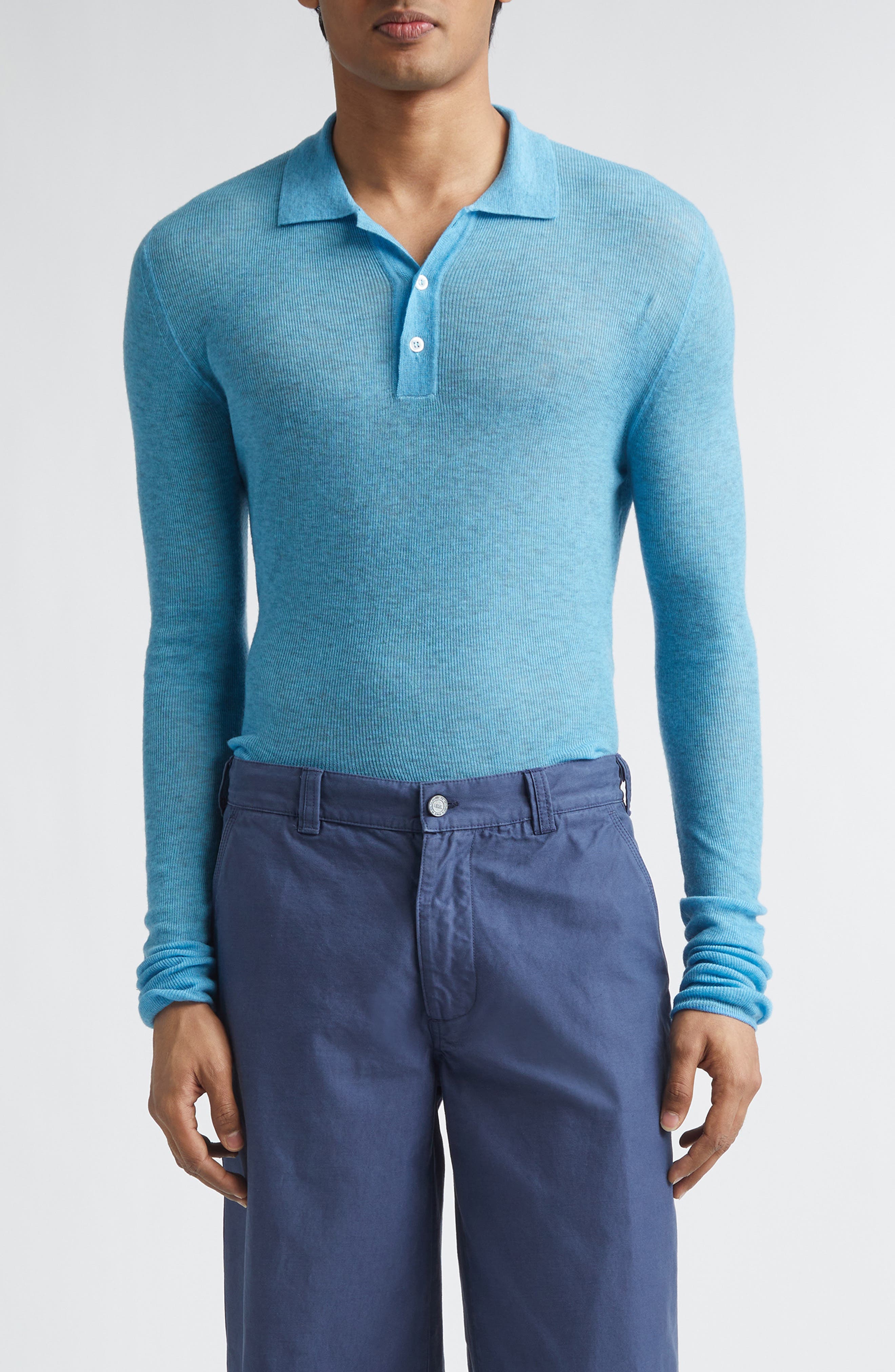 Gender Inclusive Overdyed Heathered Wool Rib Polo - image 1