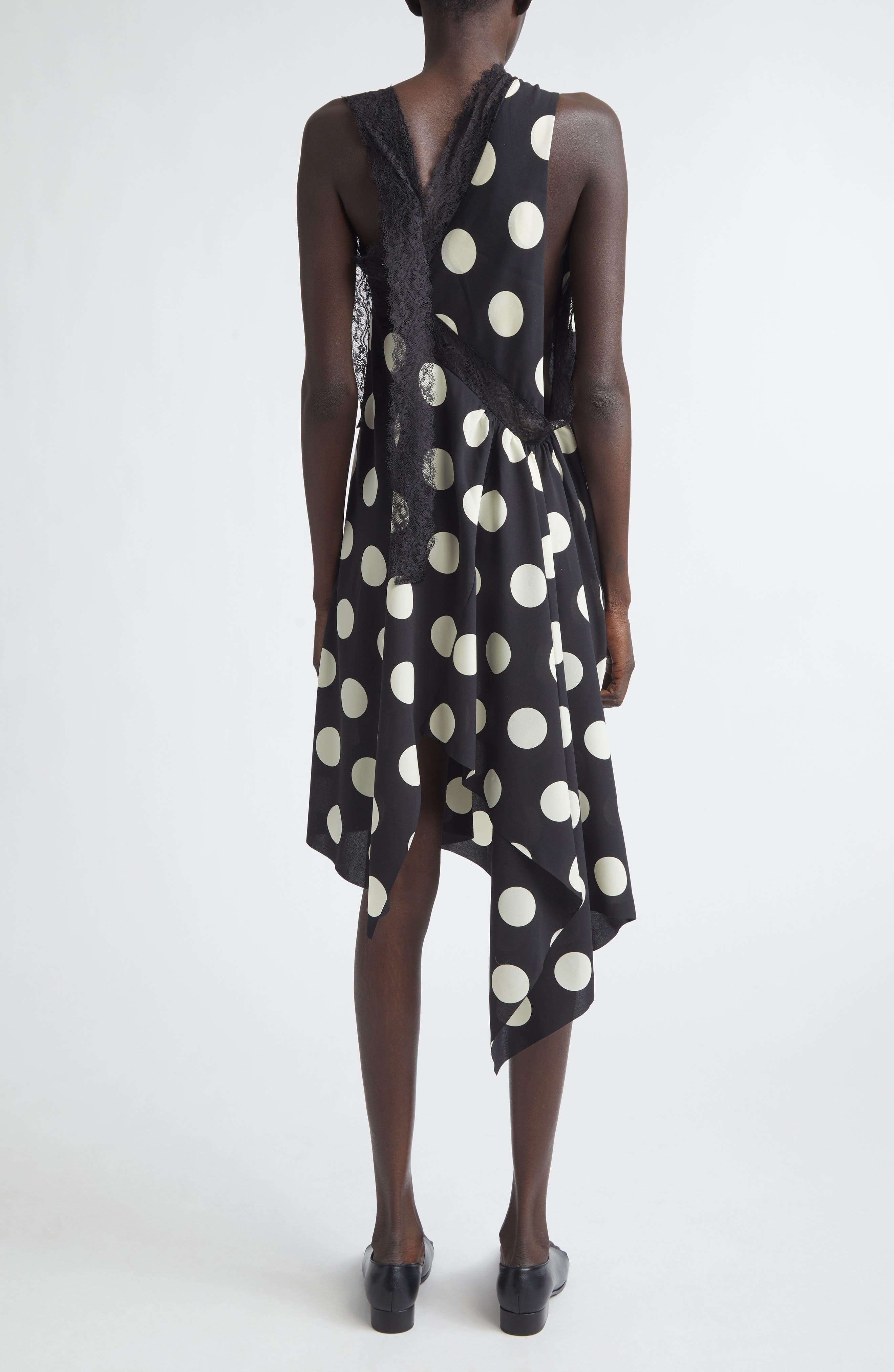 Polka Dot & Lace Asymmetric Dress - image 2