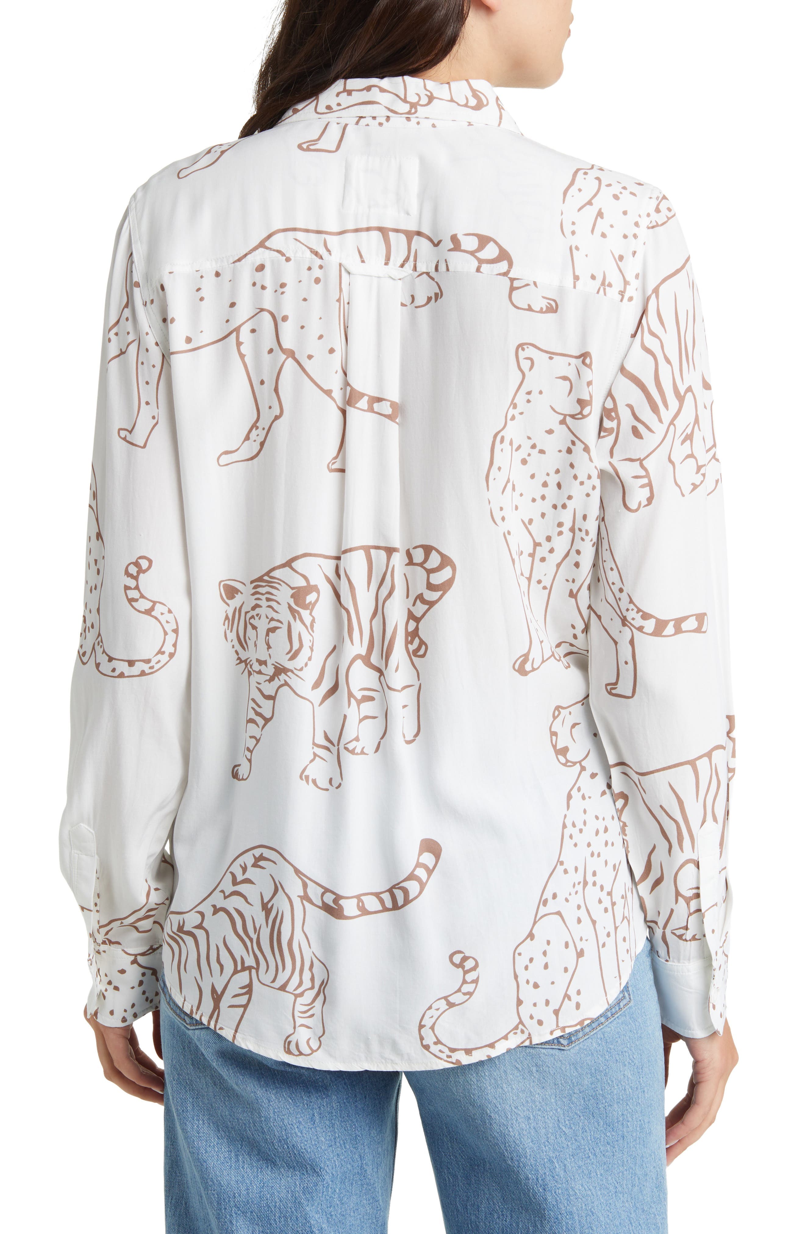 Kathryn Wild Cat Print Button-Up Shirt - image 2