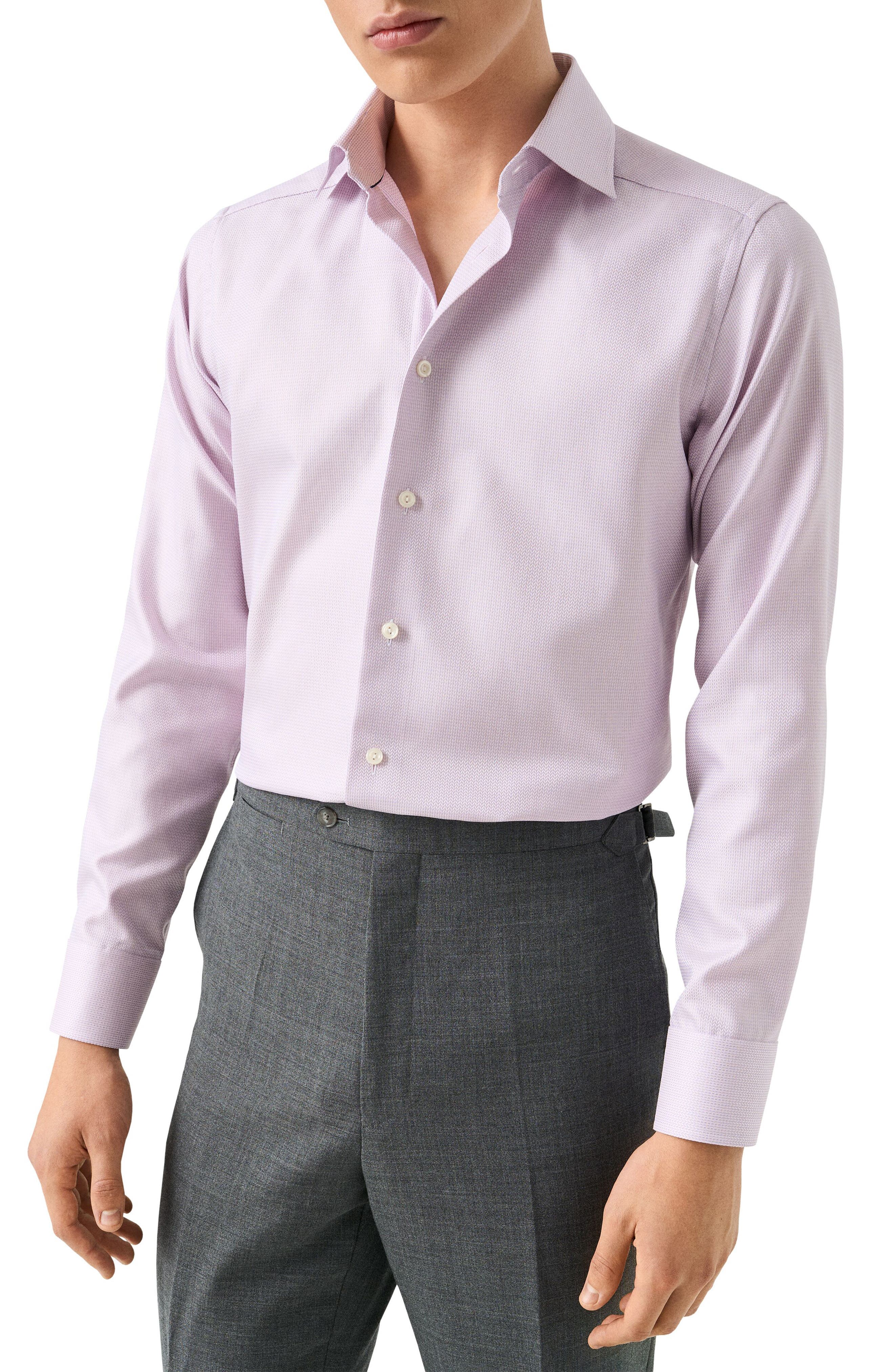 Slim Fit Herringbone Dresss Shirt - image 1