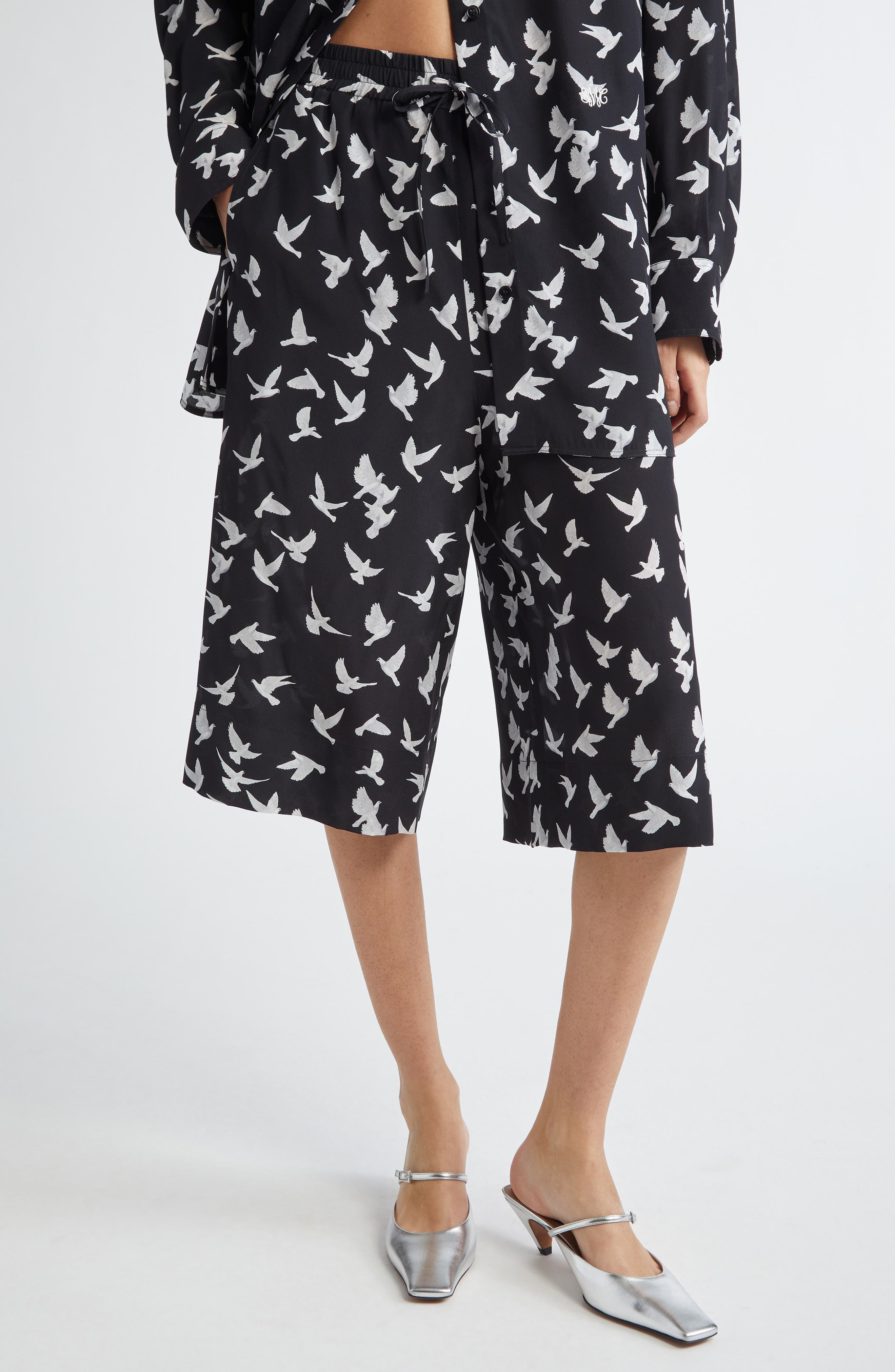 Mini Birds Silk Shorts - image 1