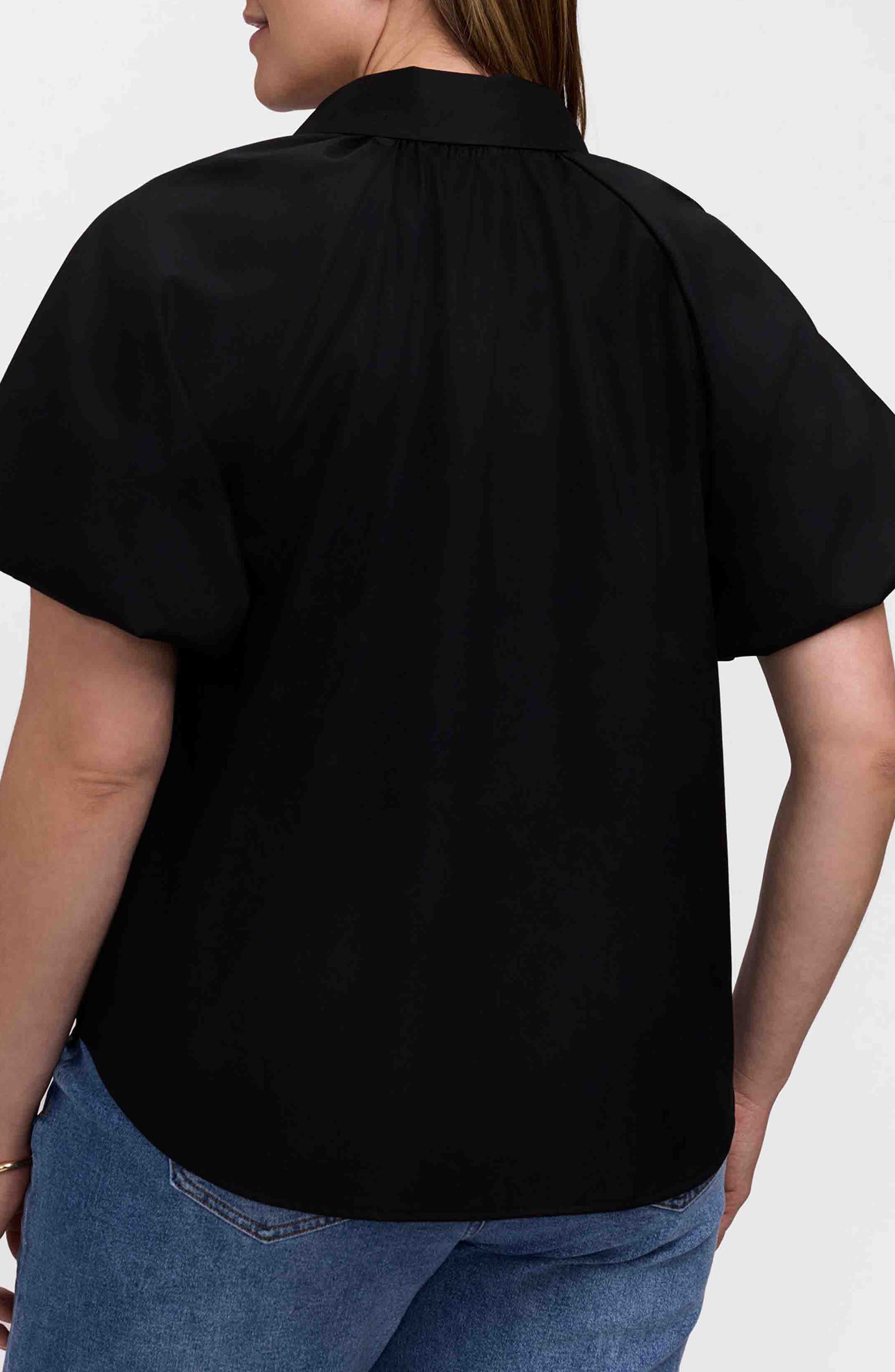 Paula Puff Sleeve Cotton Blend Button-Up Shirt - image 2