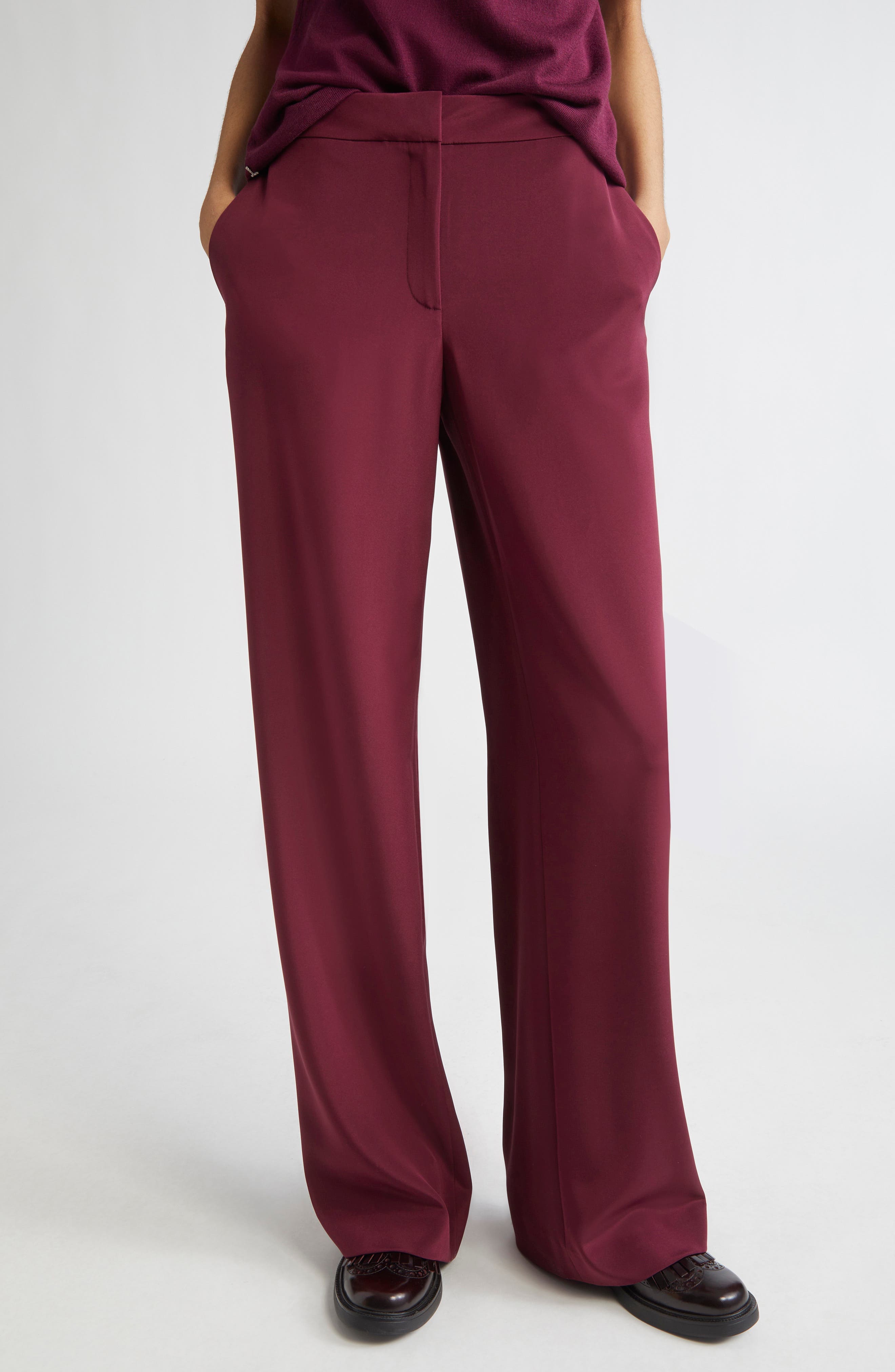 Sullivan Silk Stretch Crepe de Chine Pants - image 1