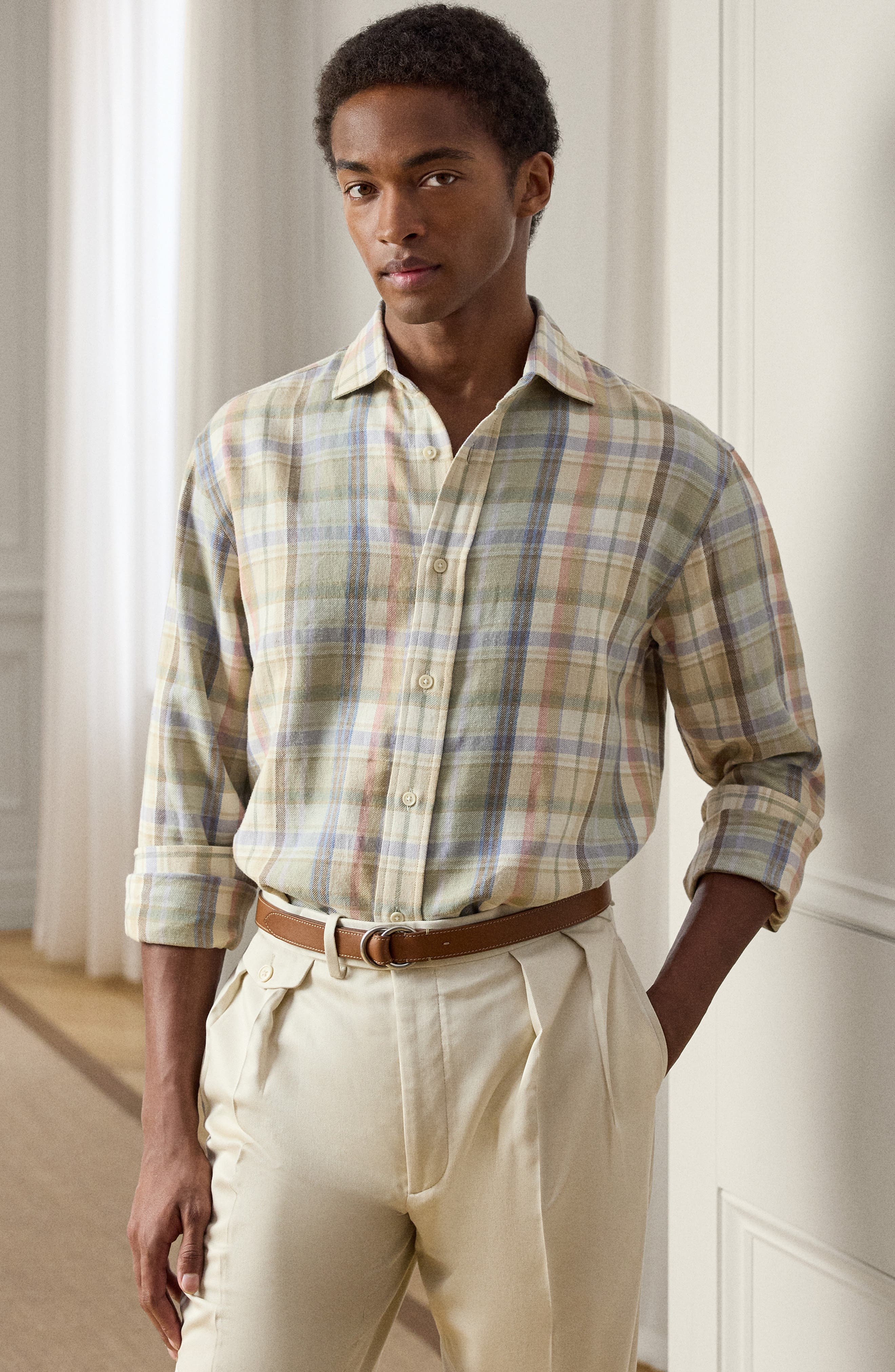 Plaid Hemp-Cotton Shirt - image 2