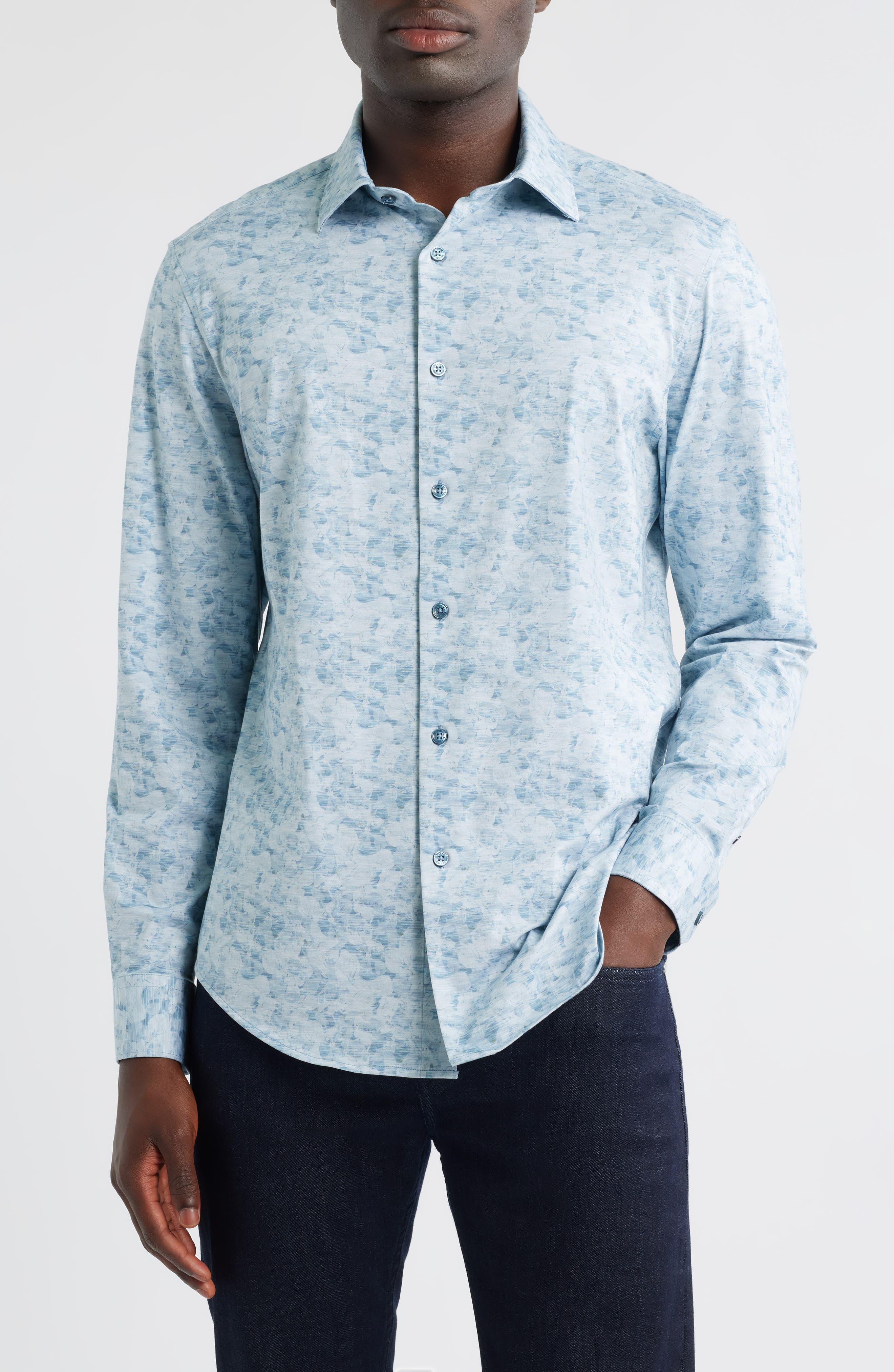 Jimmy OoohCotton Abstract Floral Button-Up Shirt - image 1