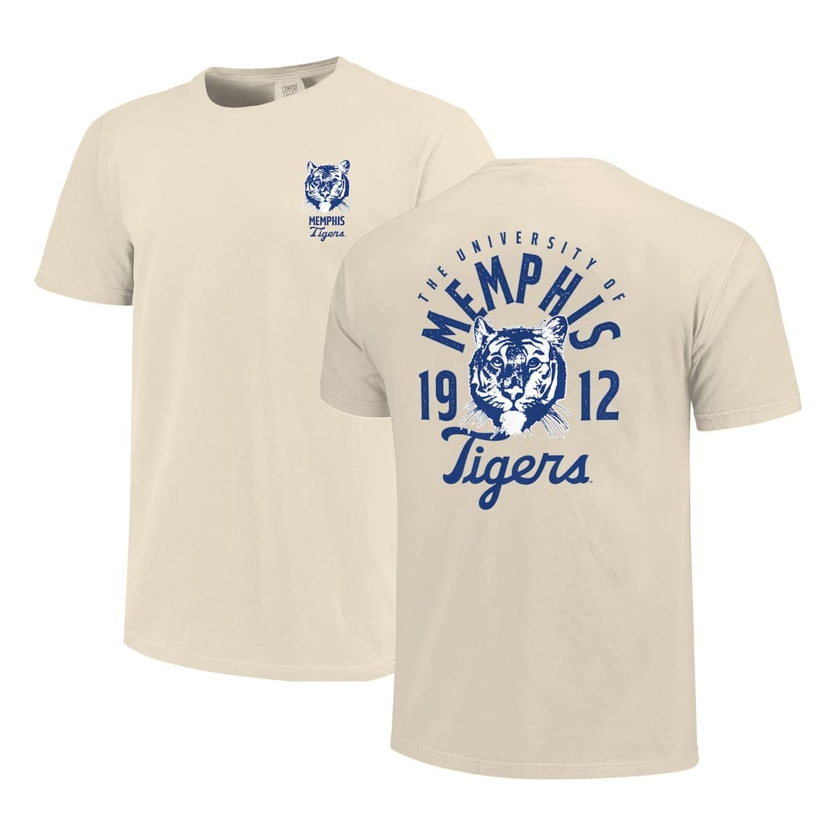Men's Cream Memphis Tigers Comfort Colors Mascot Overlay T-Shirt - image 1
