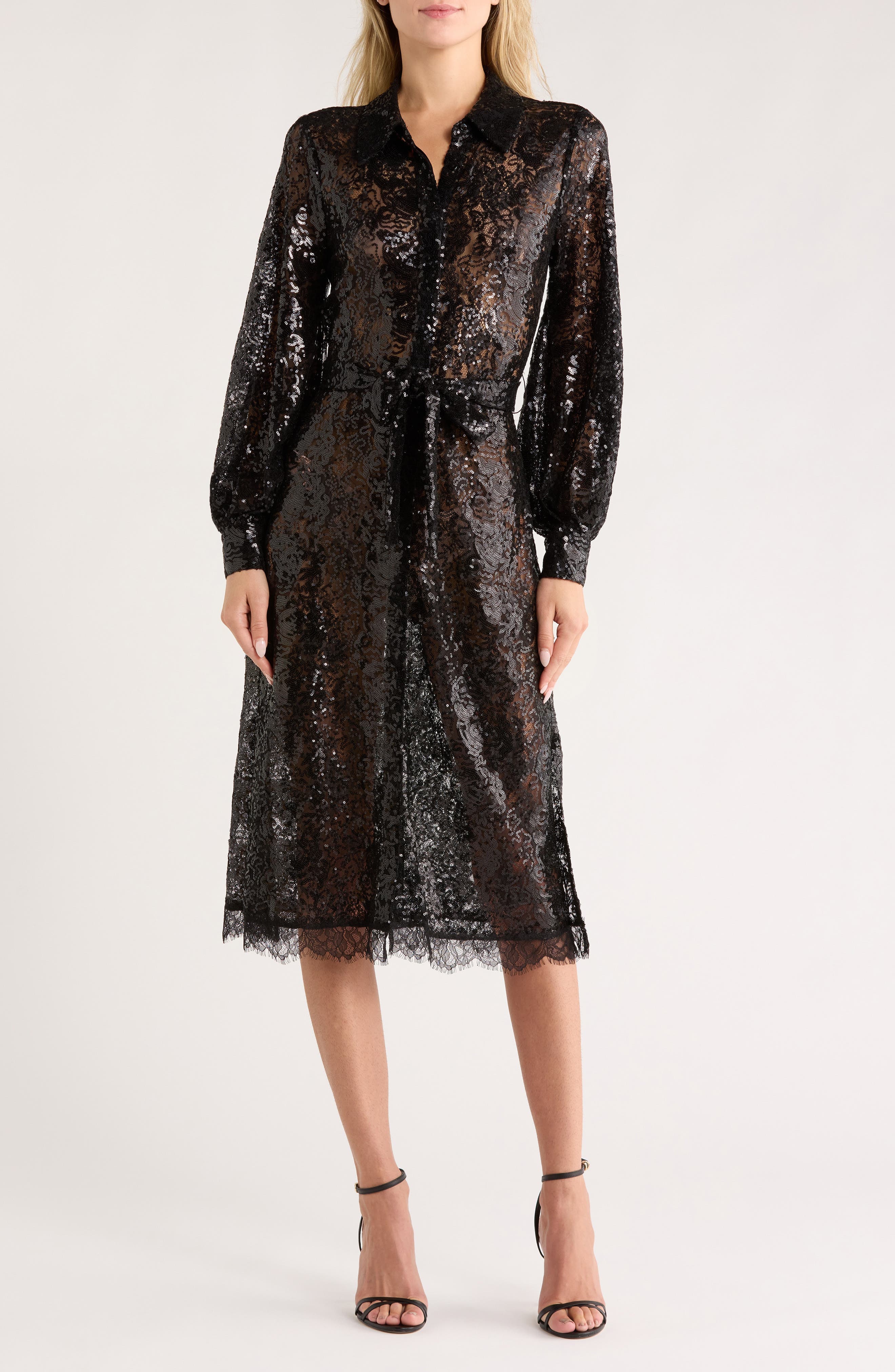 Frida Long Sleeve Sequin Lace Dress - image 1