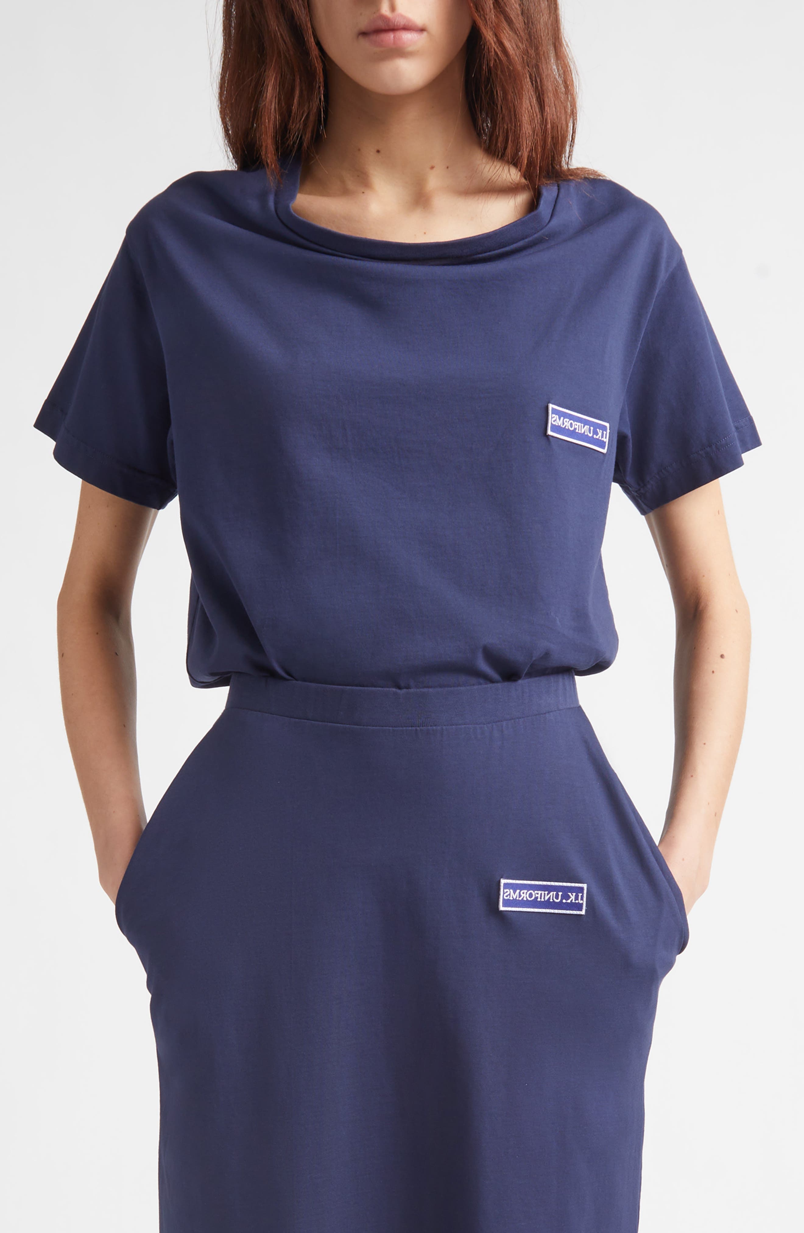 Pulled Neckline Cotton T-Shirt - image 1