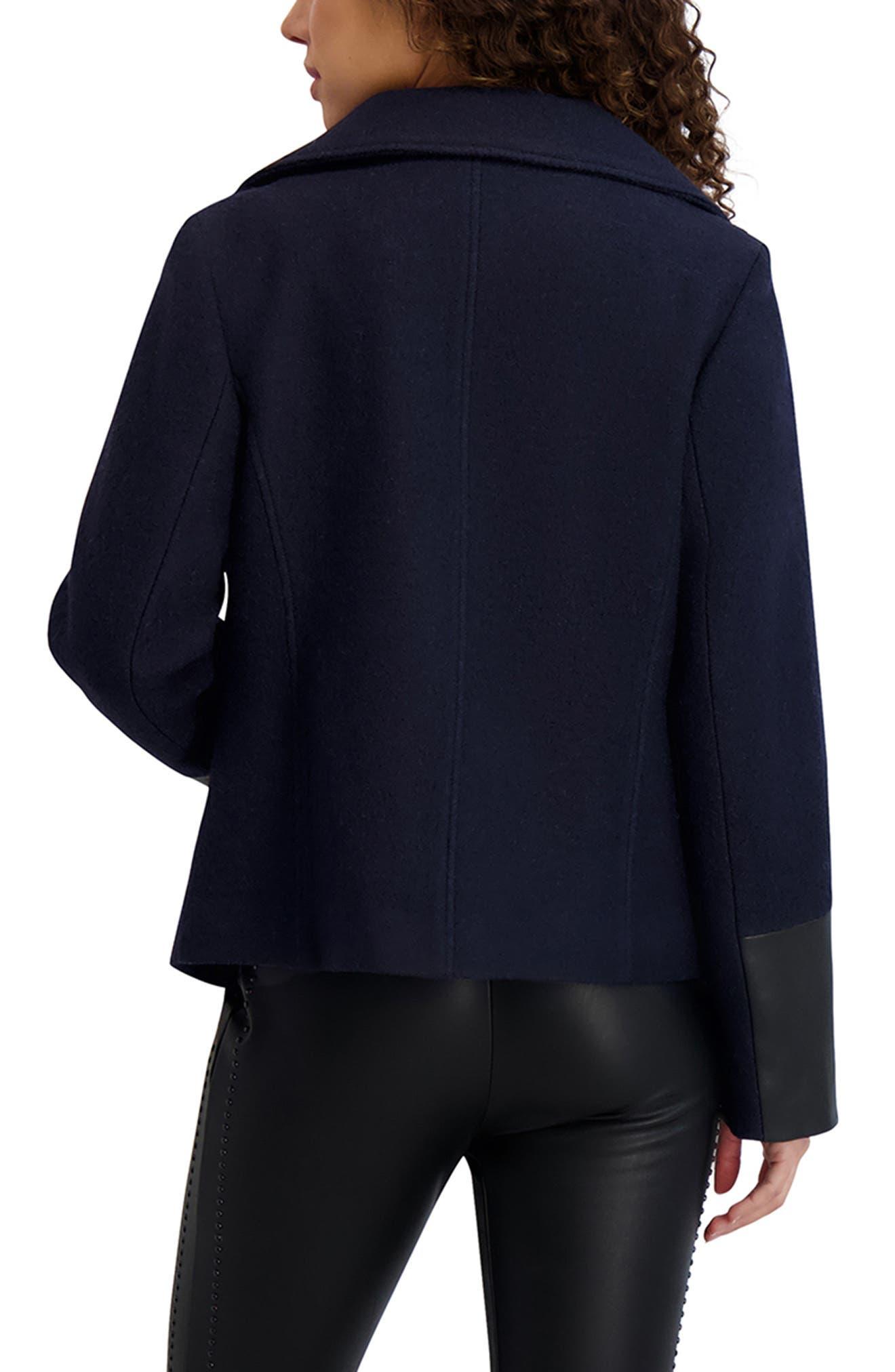 Wool Blend & Faux Leather Asymmetric Jacket - image 4