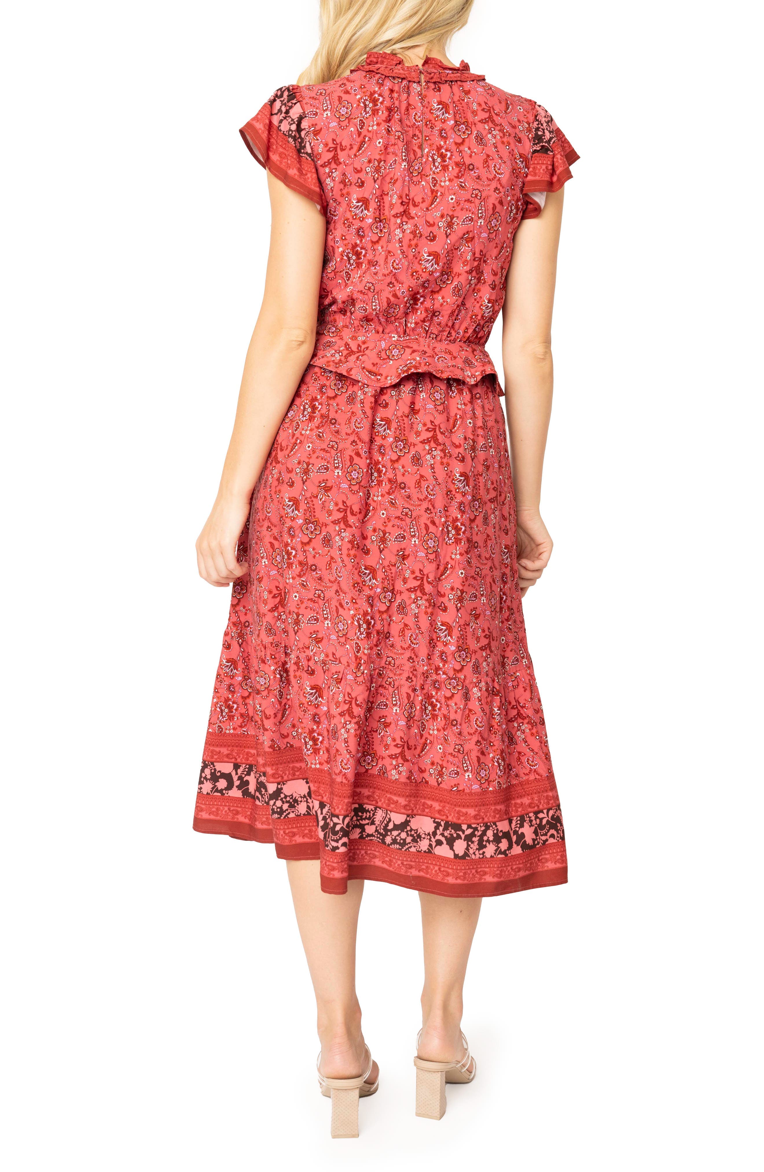 Harvest Moon Floral Paisley Side Bow Midi Dress - image 2