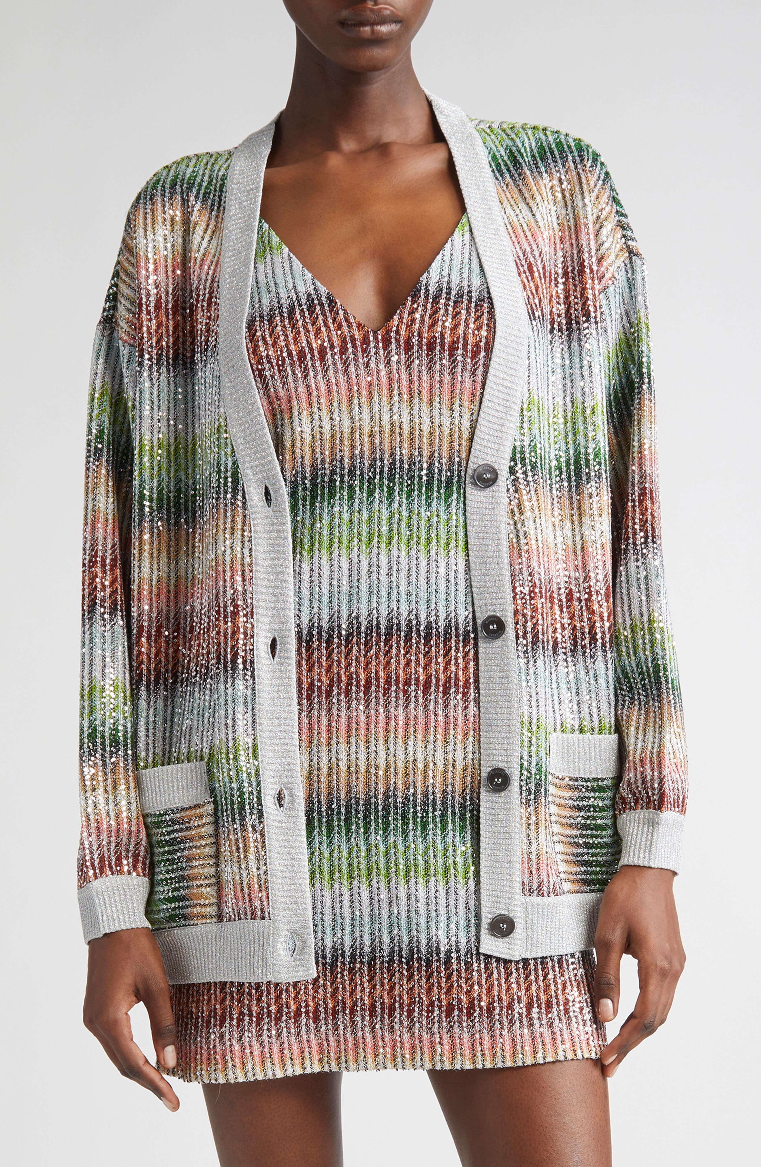 Metallic Zigzag Cardigan - image 1