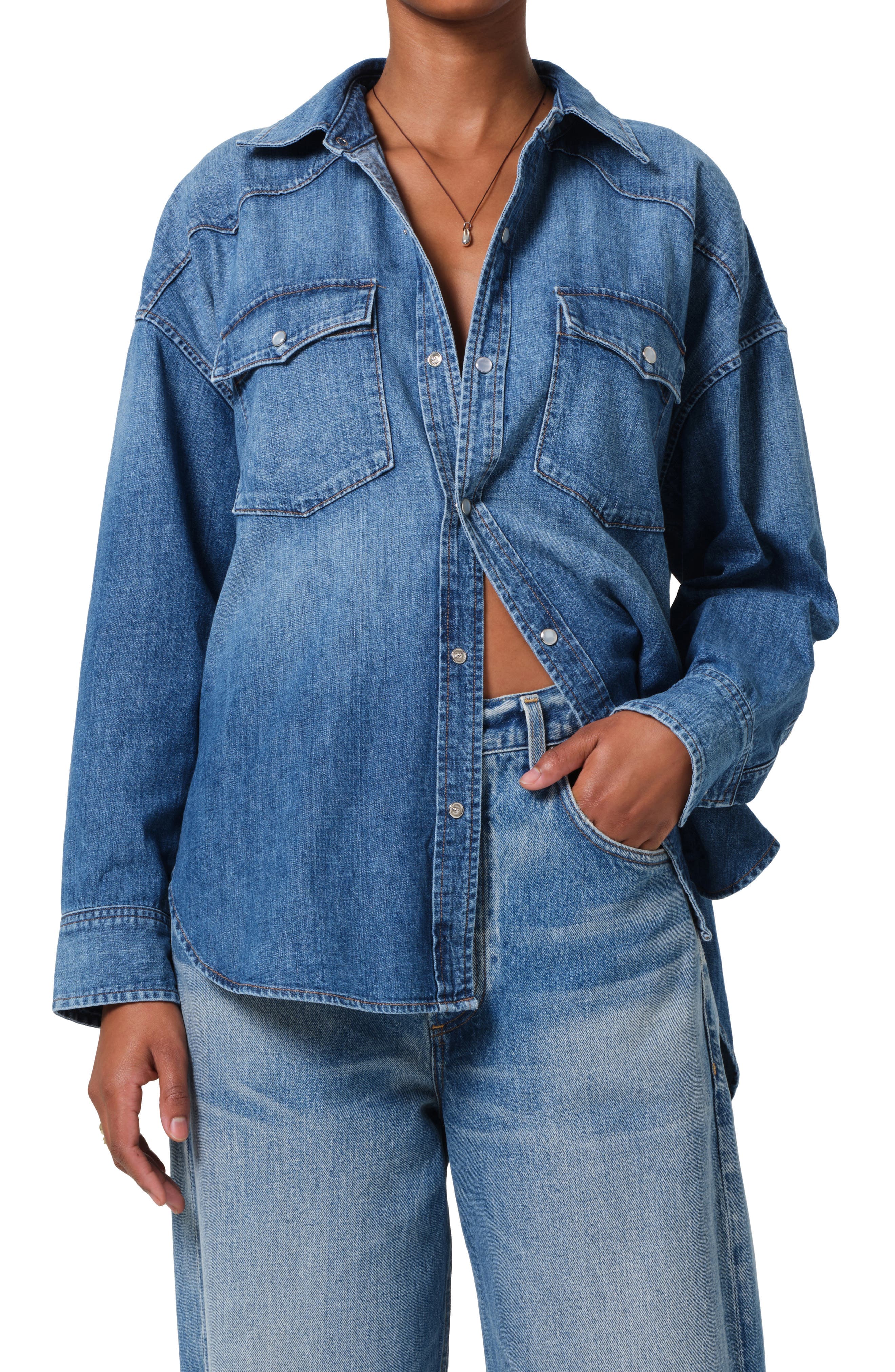 Kayla Western Denim Snap-Up Shirt - image 1