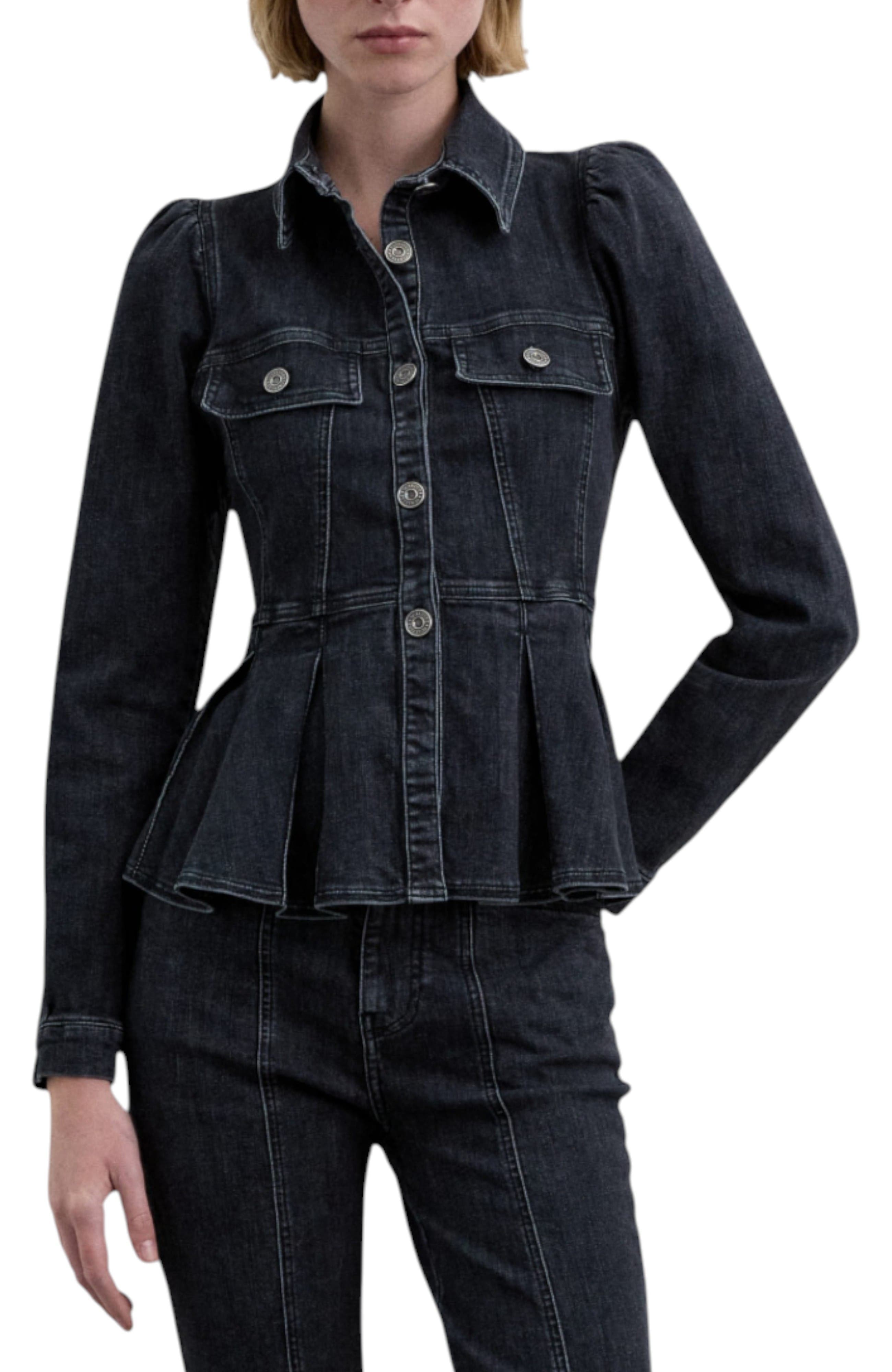 Puffed Sleeve Denim Shirt - image 1