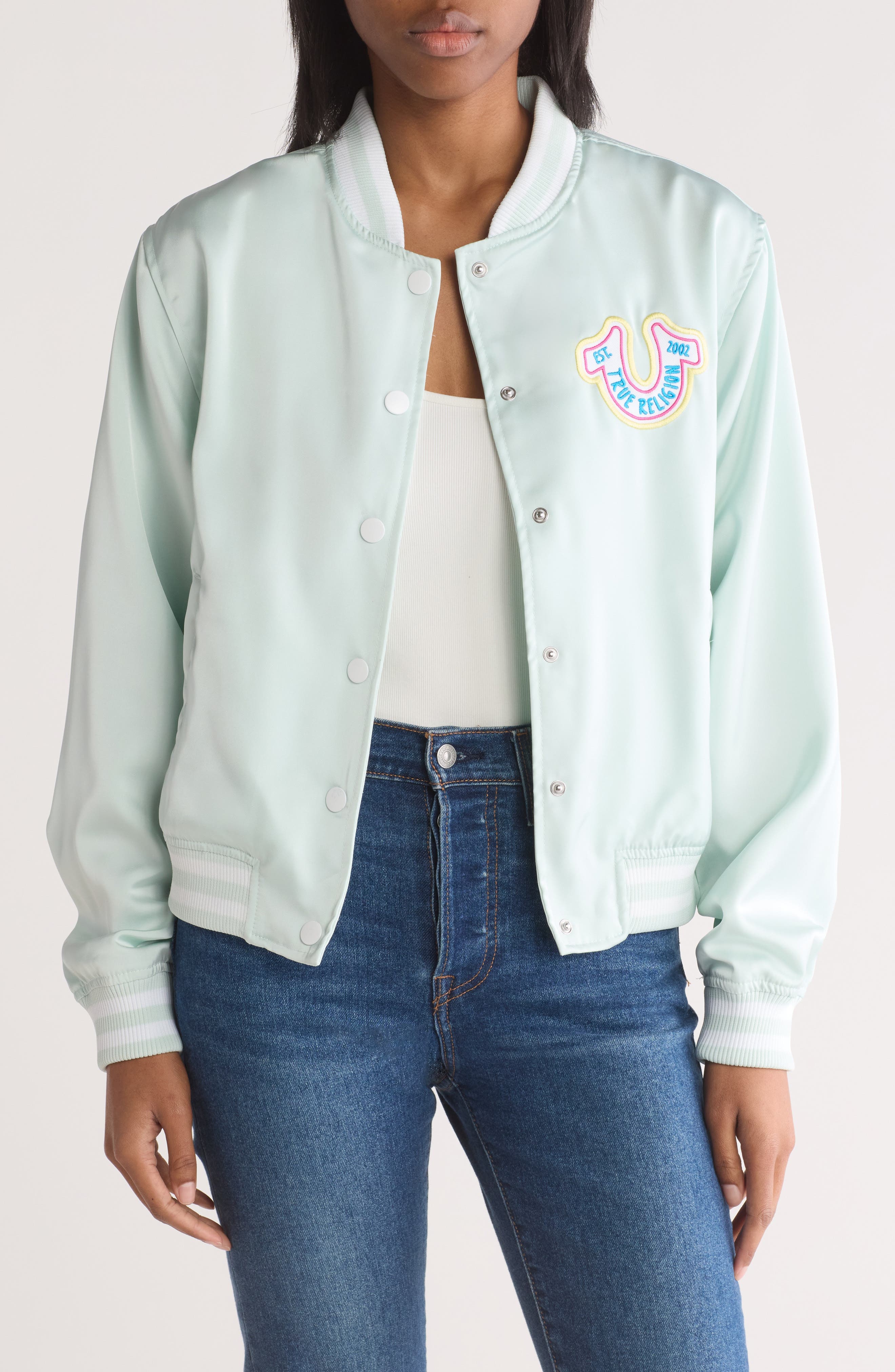 Satin Varsity Jacket - image 1