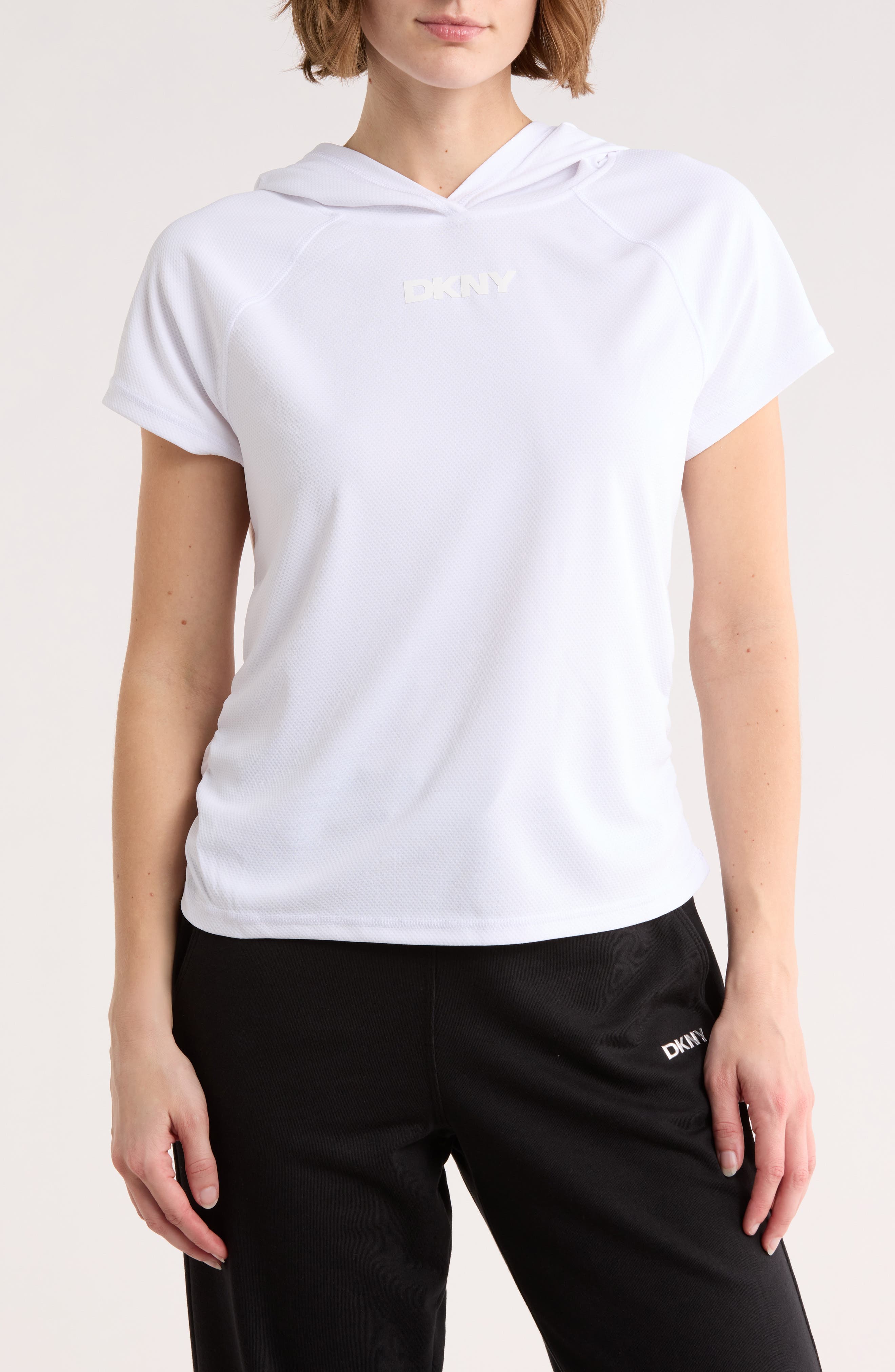 Ruched Short Sleeve Hooded T-Shirt - image 3