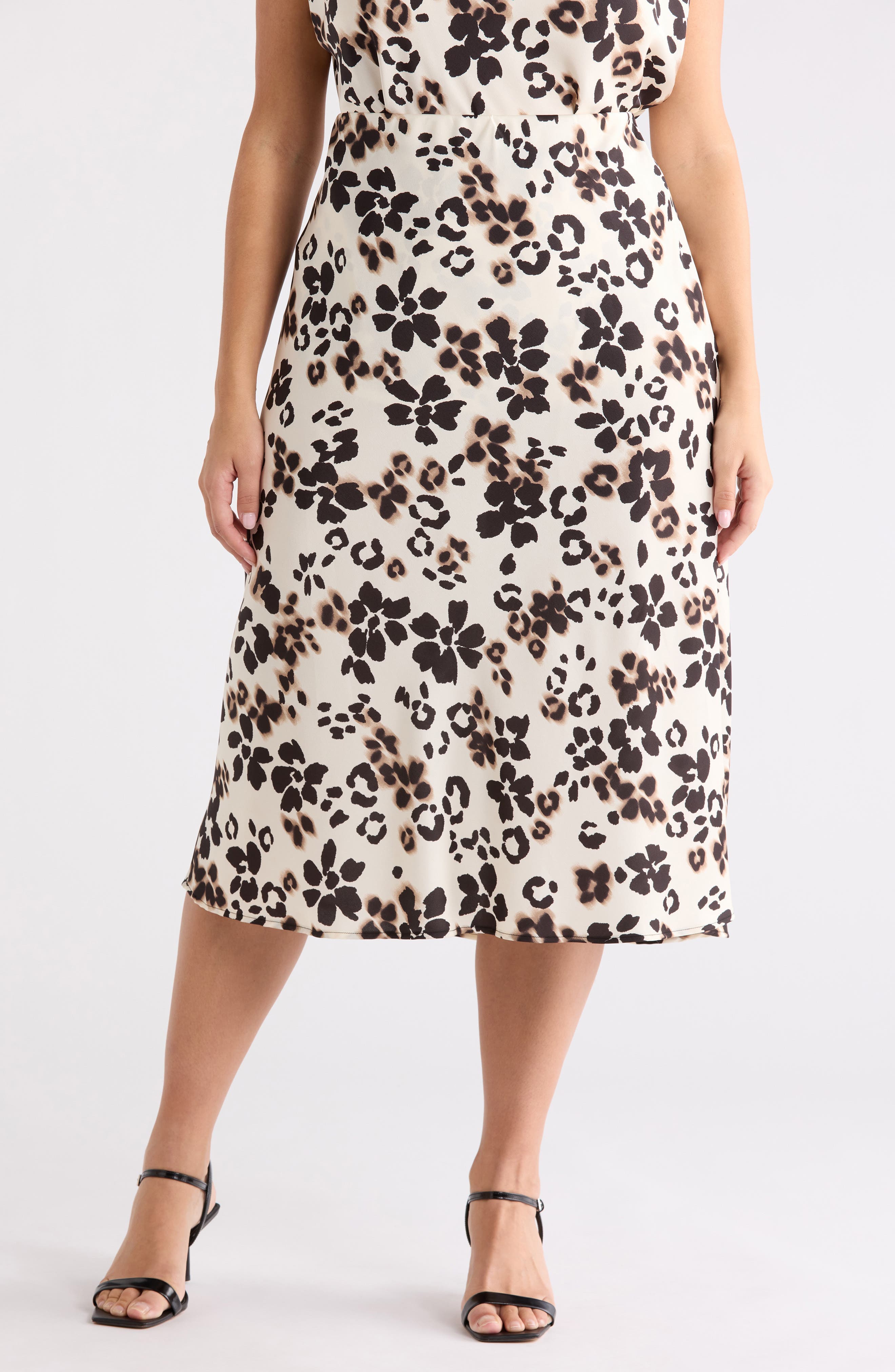 Floral Satin Midi Skirt - image 3