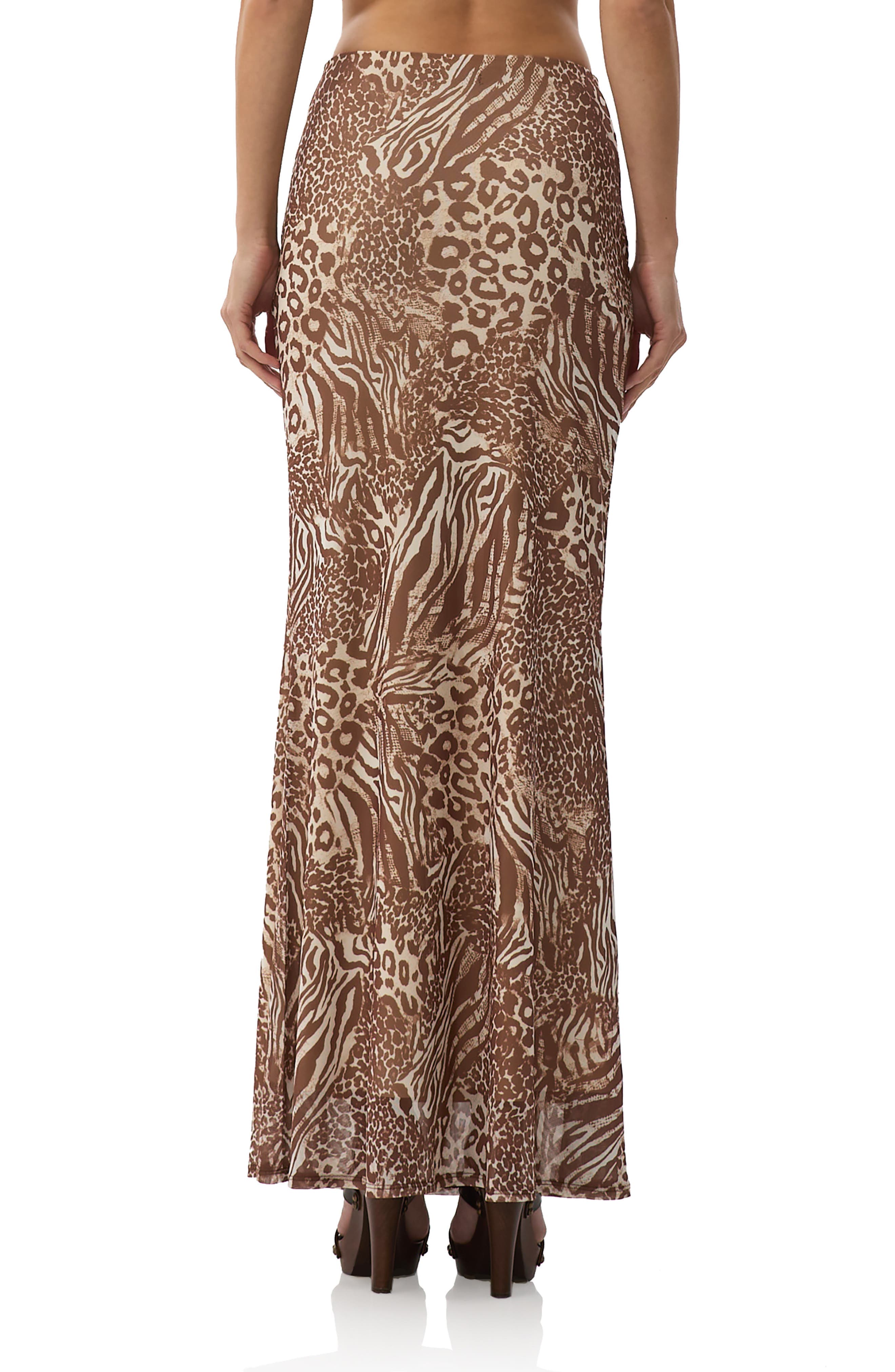 Tegan Animal Print Mesh Maxi Skirt - image 2
