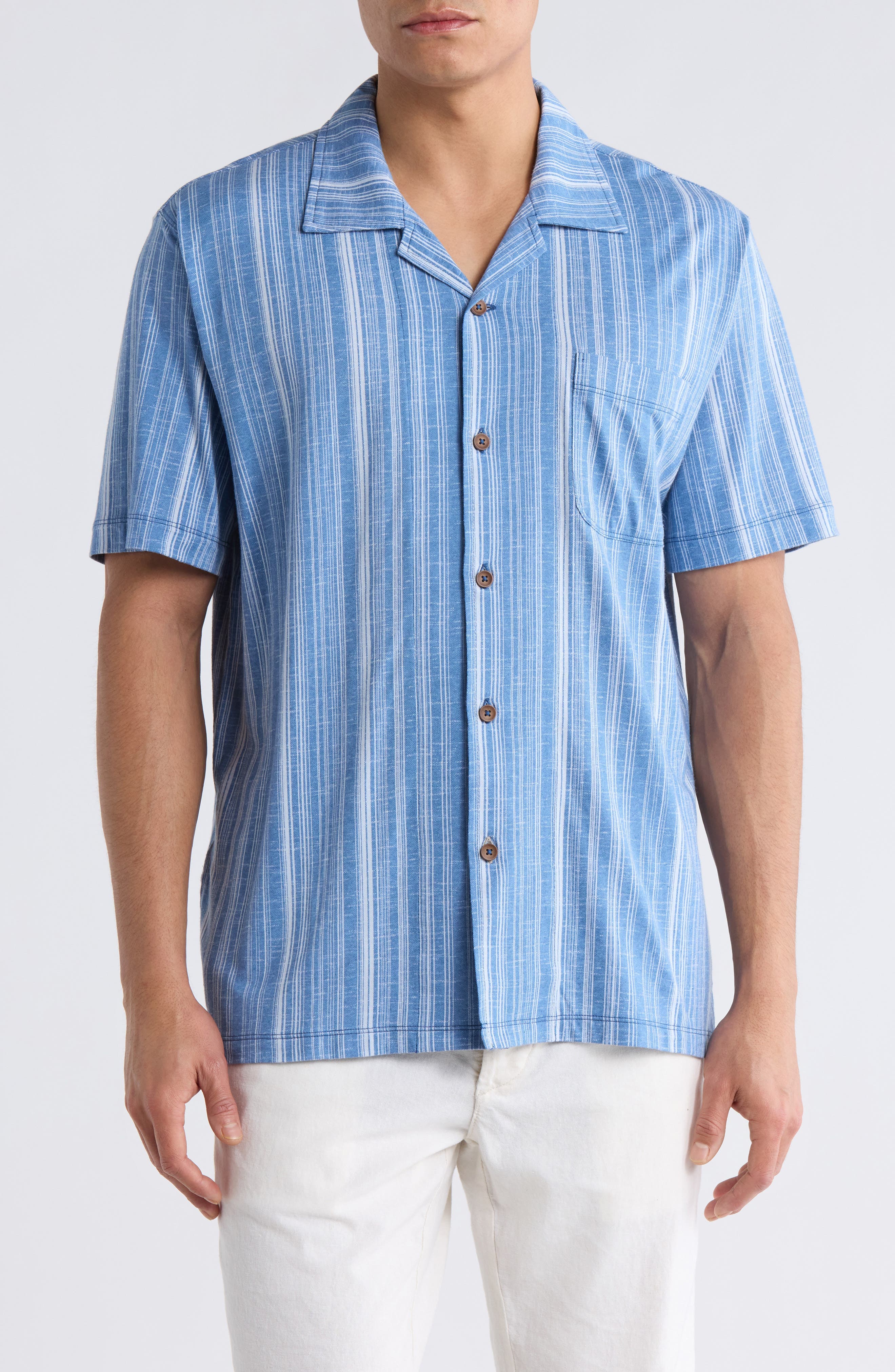 Vista Mar Azzurro Stripe IslandZone Knit Camp Shirt - image 1