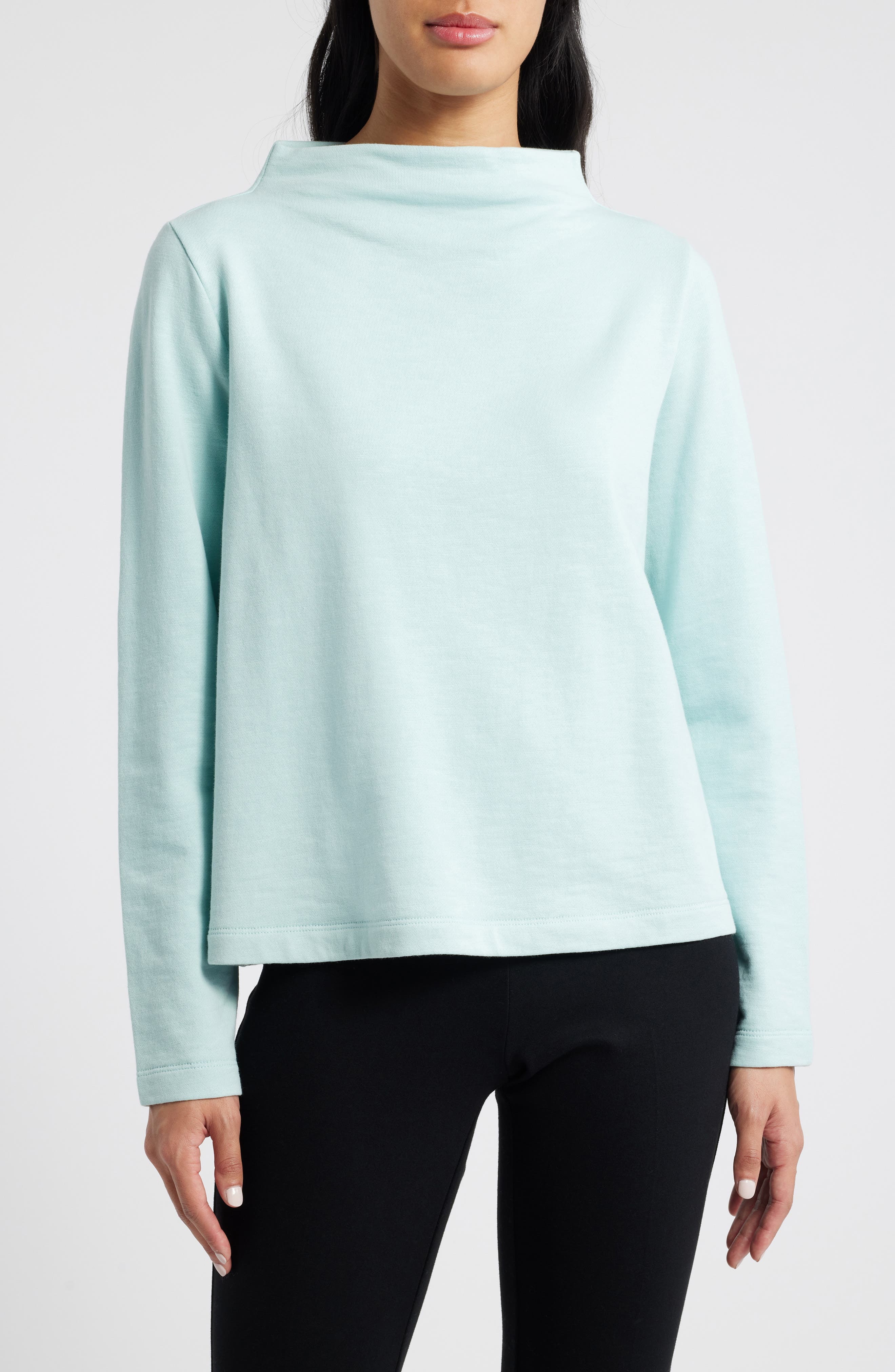 Funnel Neck Long Sleeve Boxy Top - image 1