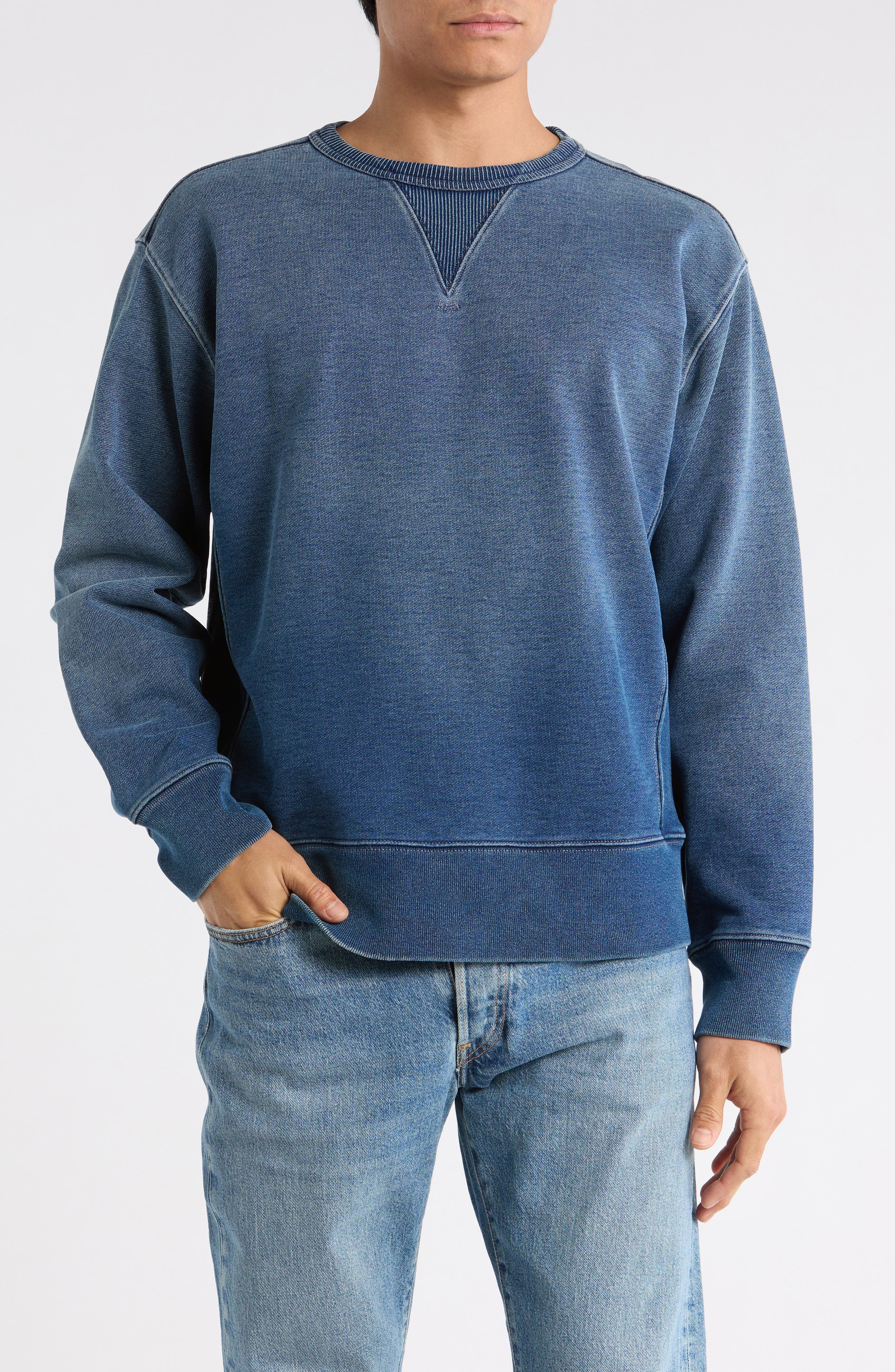 Loopback Double V Crewneck Sweater - image 1