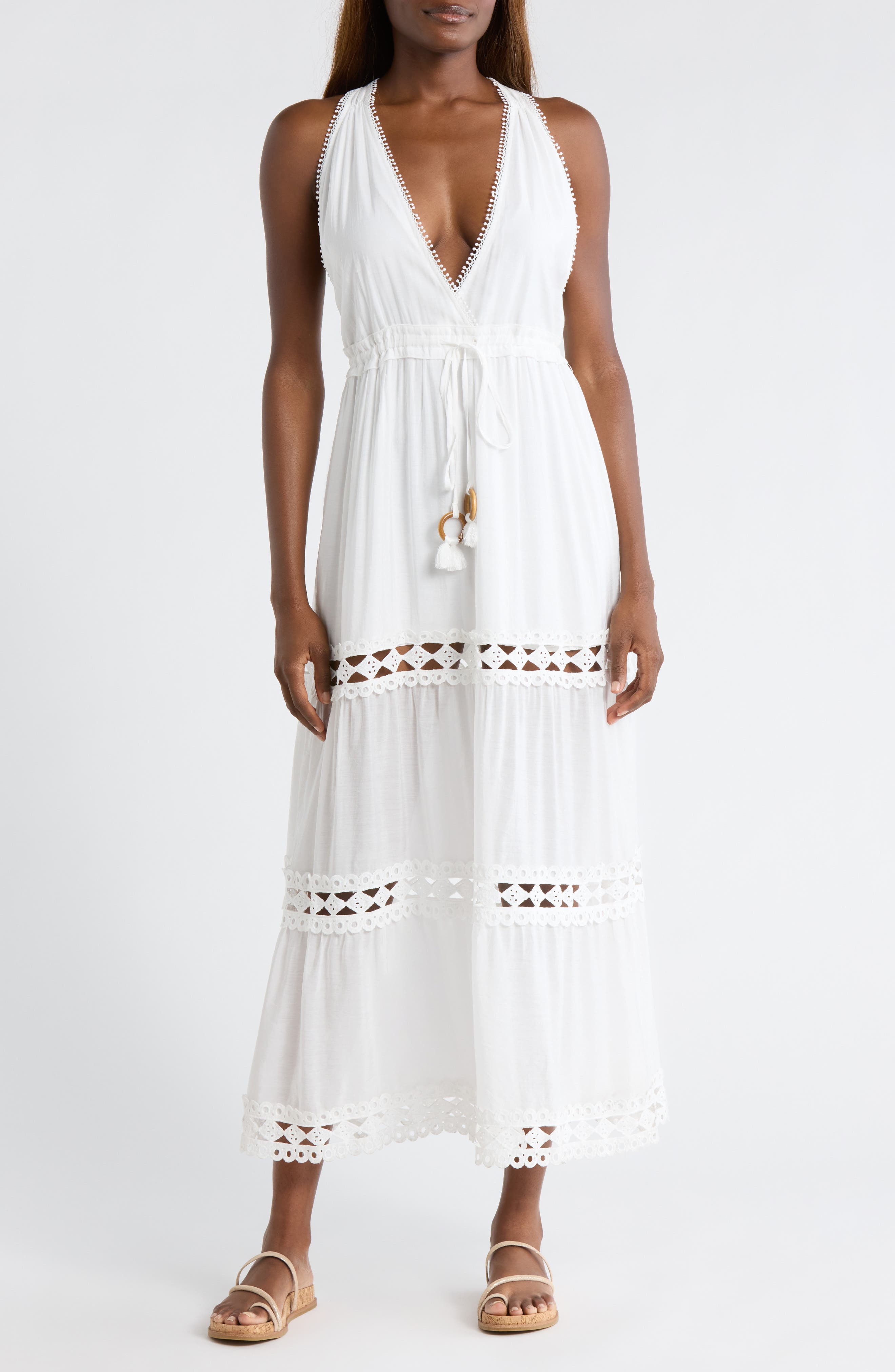 Cutout Trim Sleeveless Cover-Up Maxi Dress - image 3